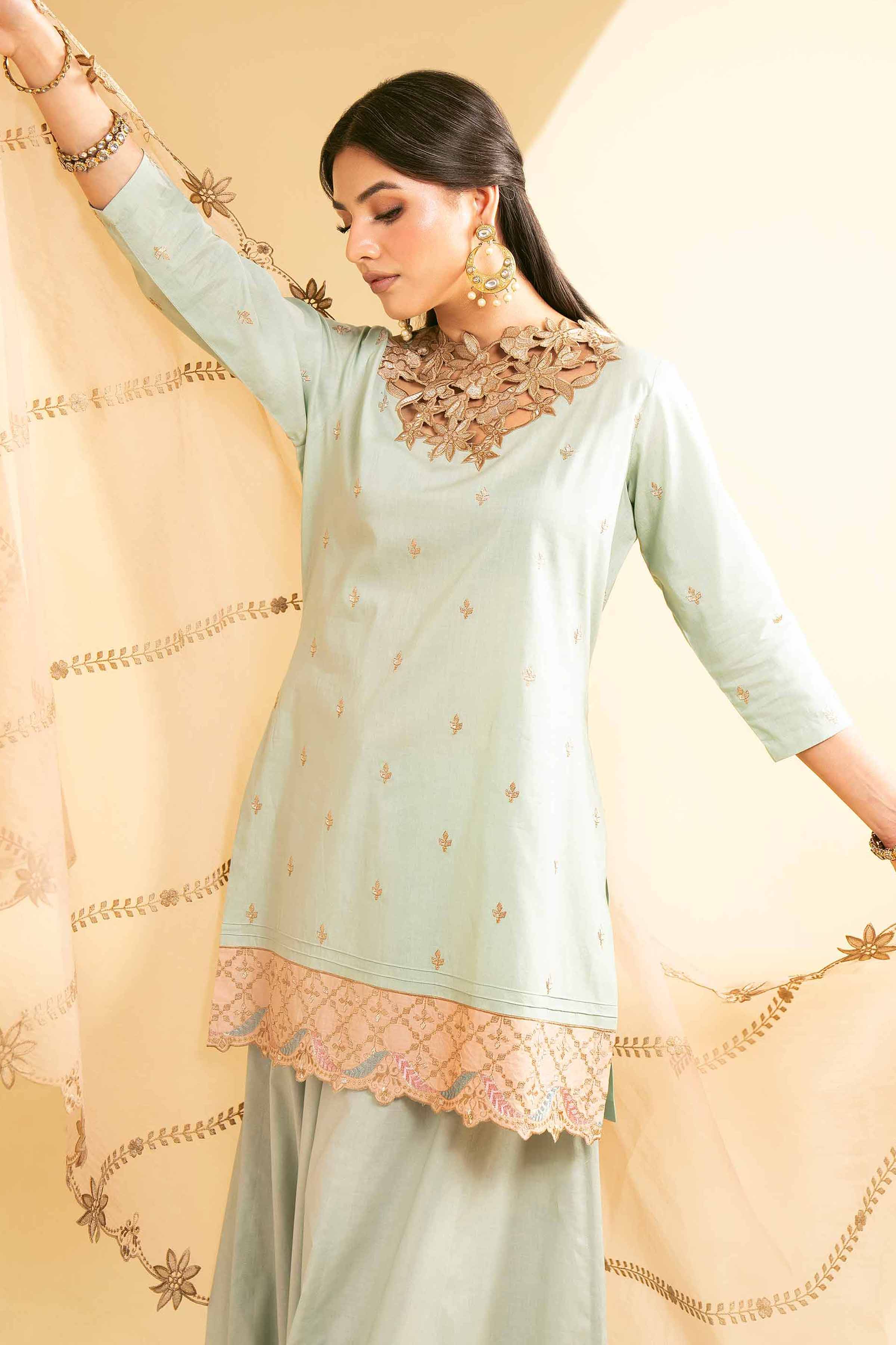 NishatUK - Blue Embroidered   Cambric 3-piece ready to wear Suit