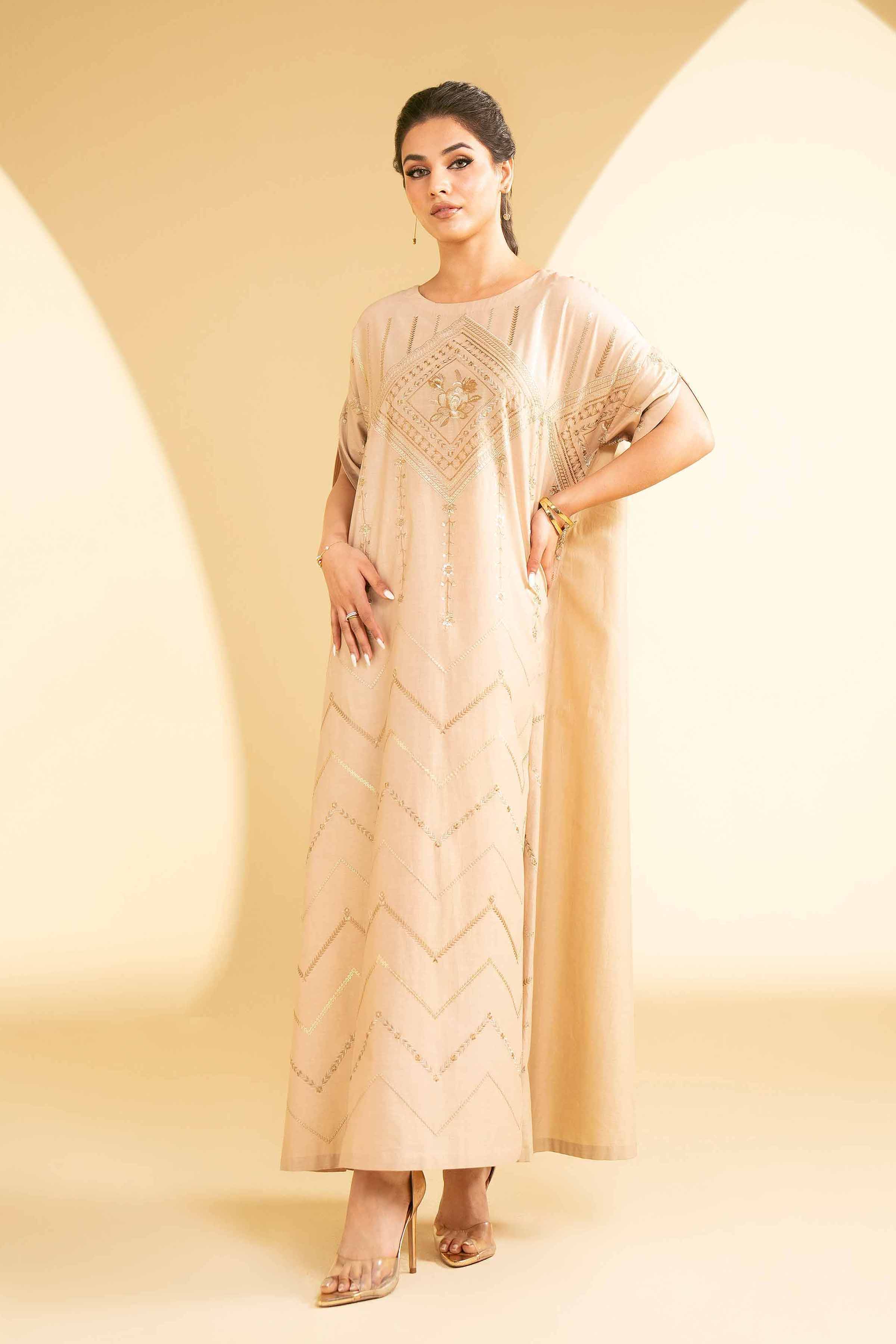 NishatUK - Beige Embroidered   Cambric 1-piece ready to wear Shirt