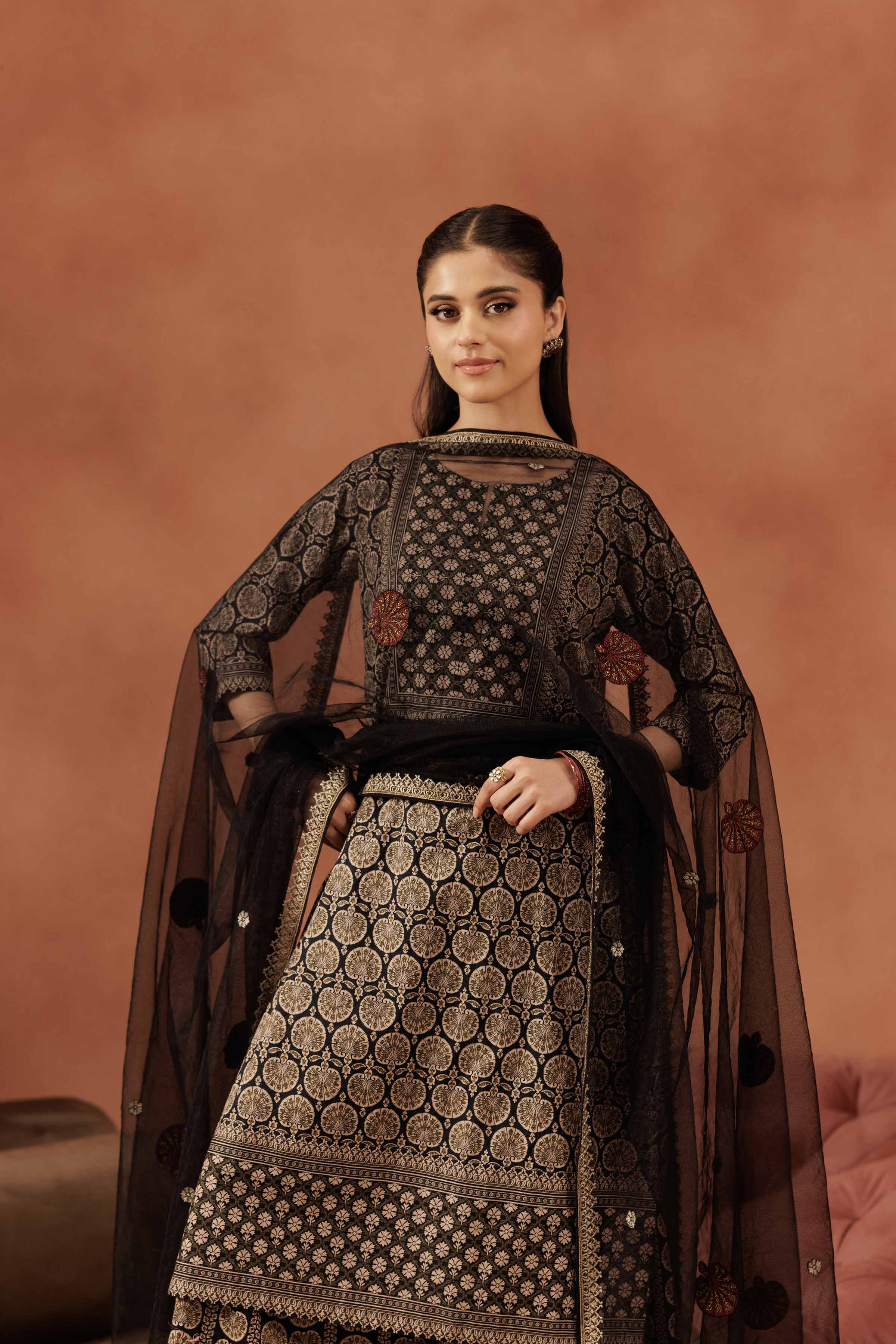 3 Piece - Printed Embroidered Suit - KFE25-173