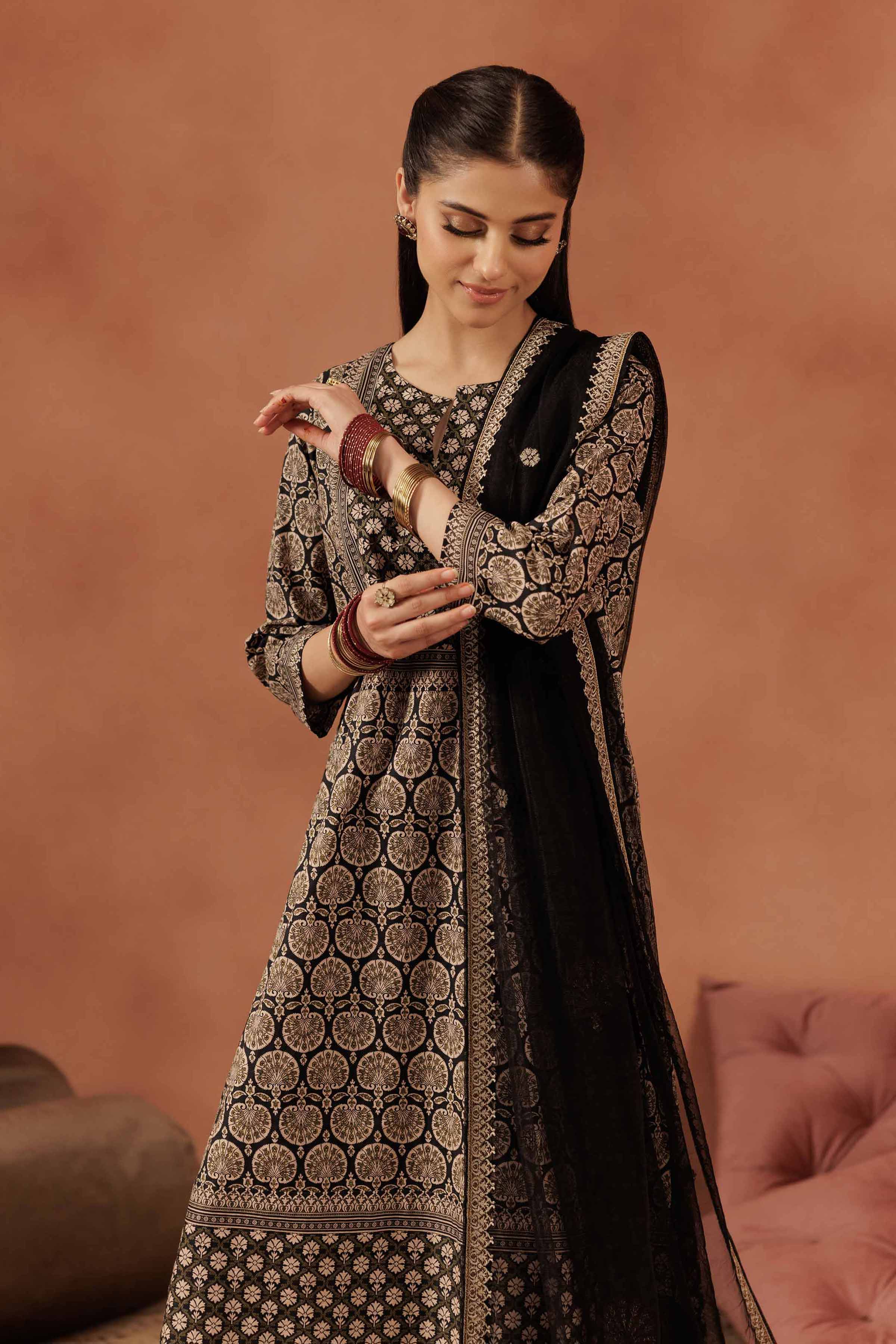 3 Piece - Printed Embroidered Suit - KFE25-173