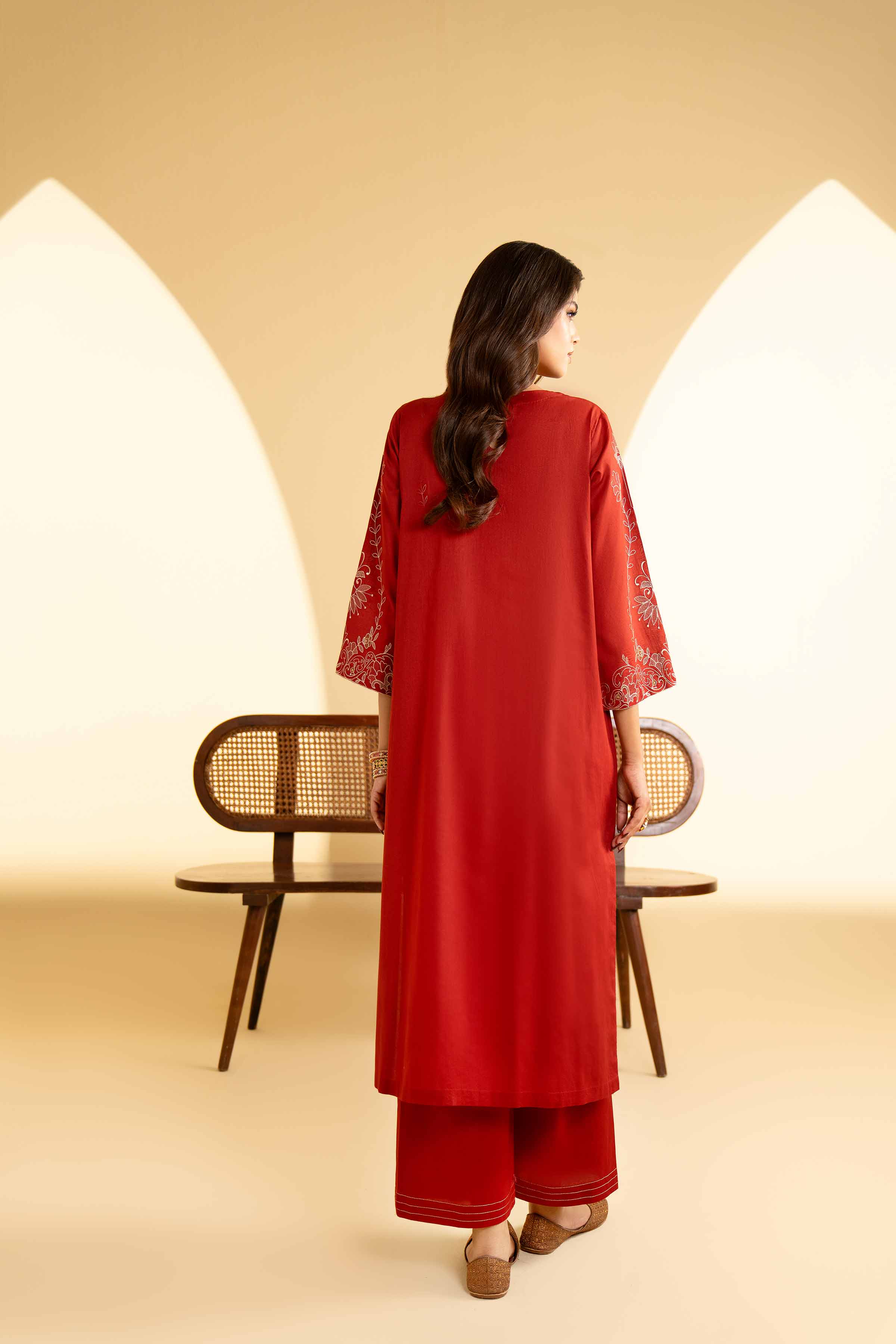 NishatUK - Red Embroidered  Lawn 2-piece ready to wear Luxury Dress