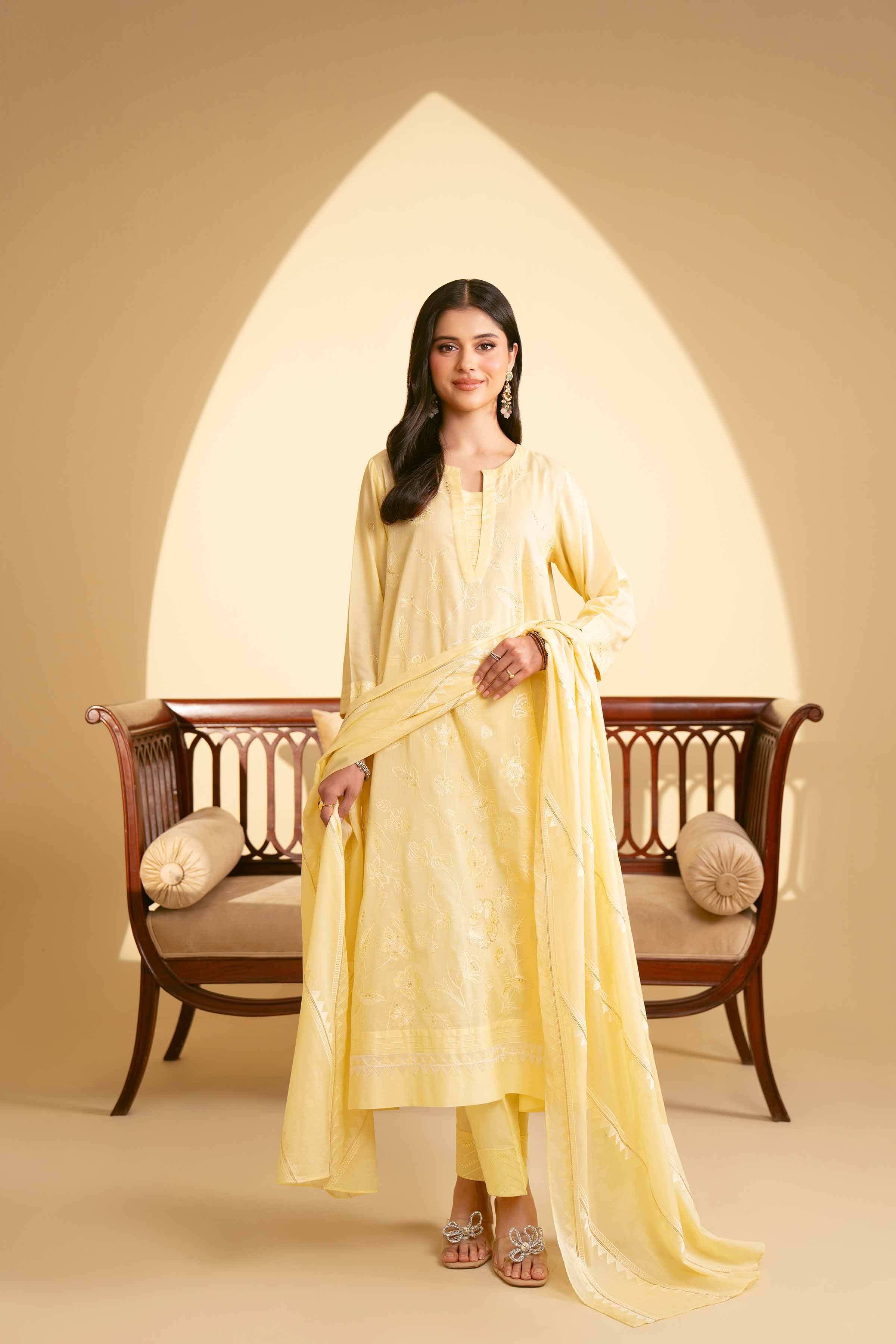 NishatUK - Yellow Embroidered  Lawn 3-piece ready to wear Suit