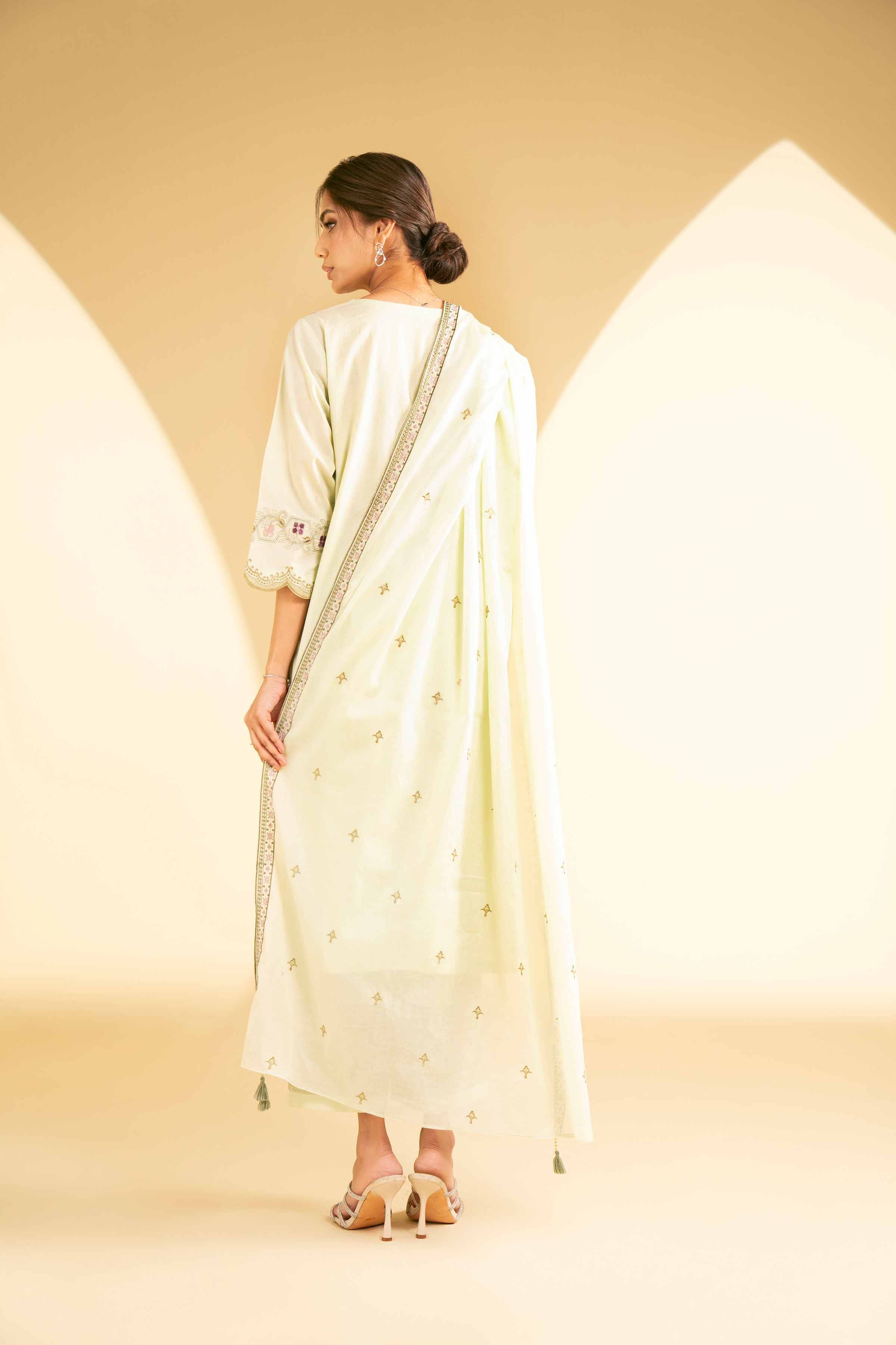 NishatUK - Green Embroidered   Cambric 3-piece ready to wear Suit