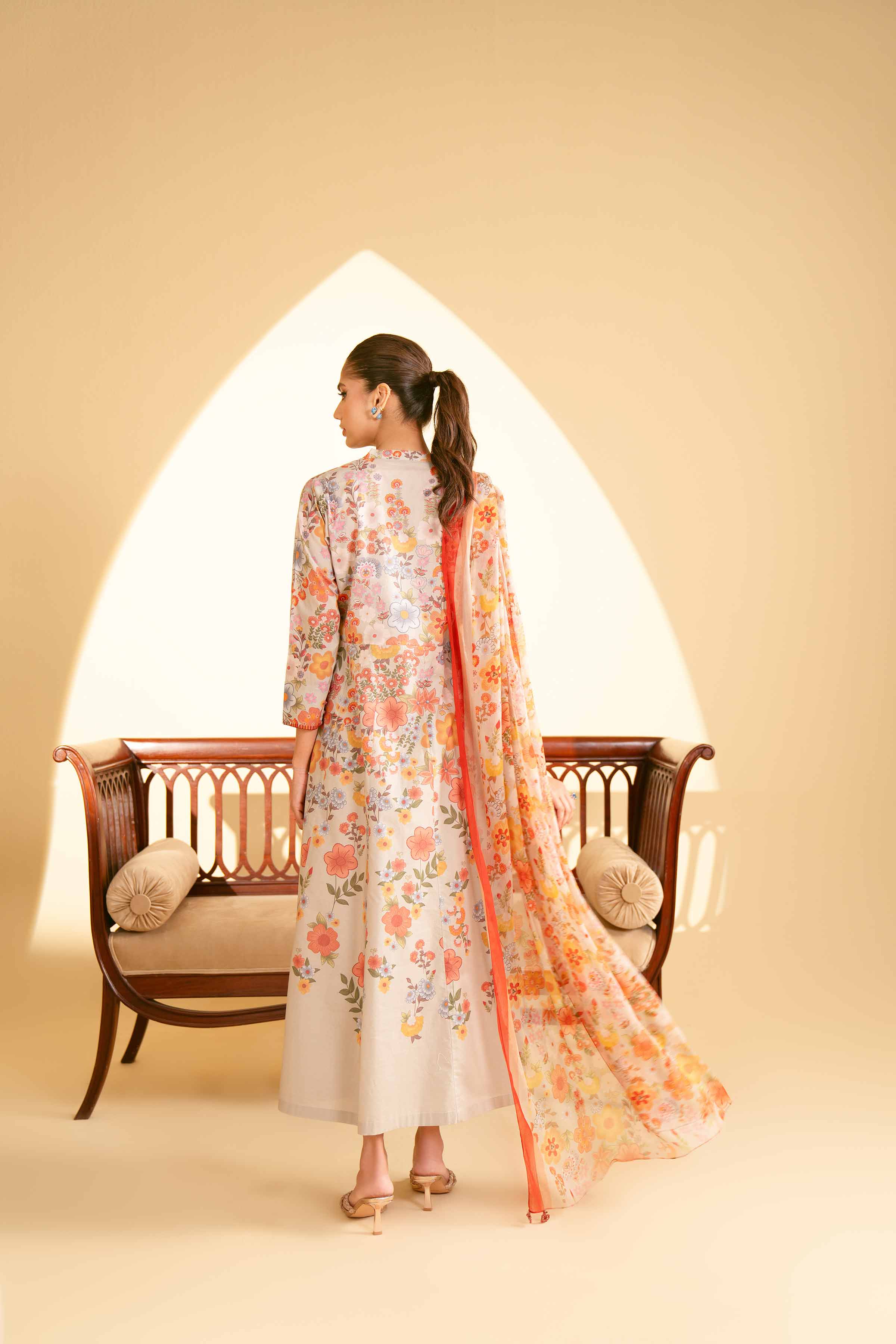 NishatUK - Grey Printed  Cambric 2-piece ready to wear Luxury Dress