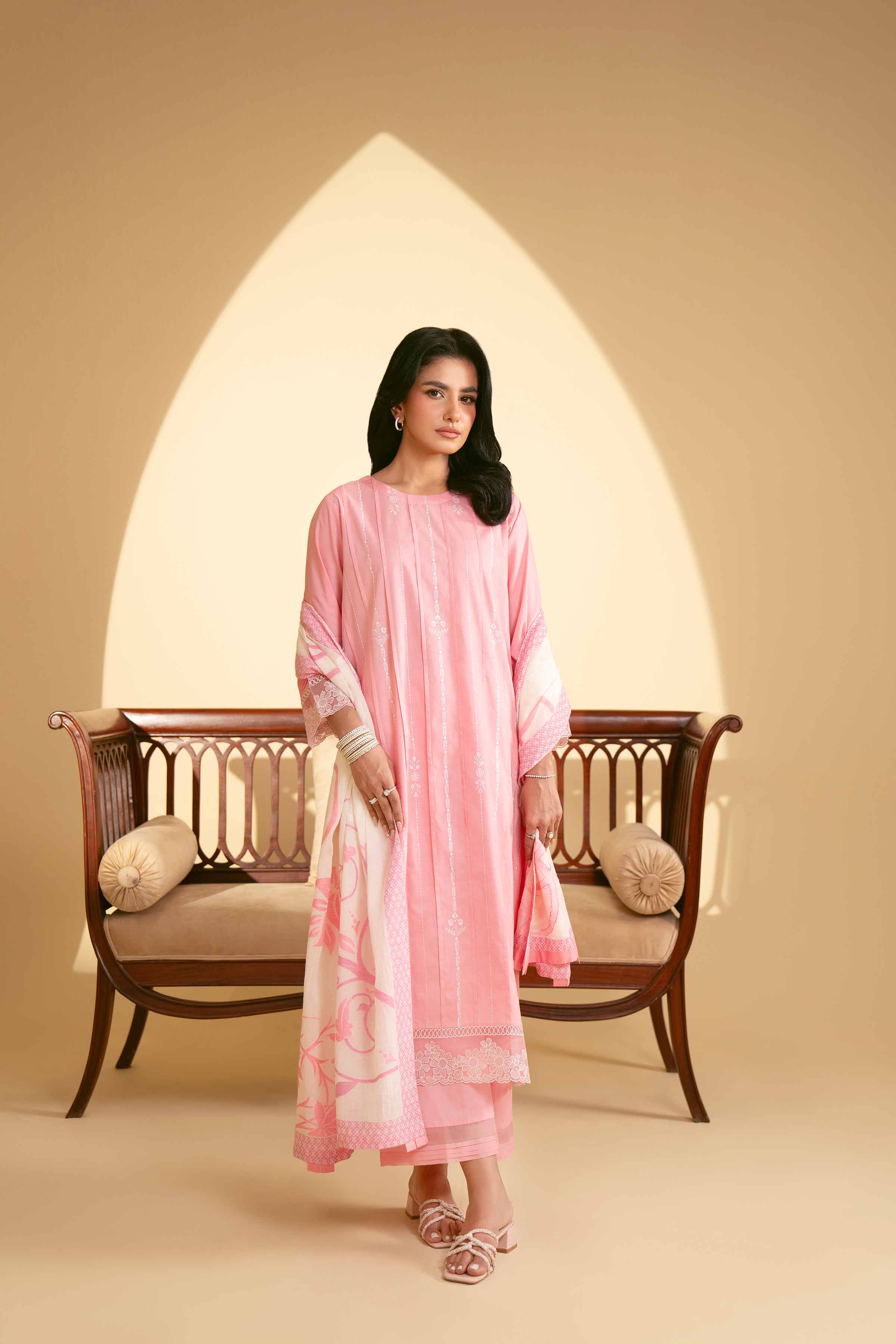 NishatUK - Pink Embroidered   Cambric 3-piece ready to wear Suit