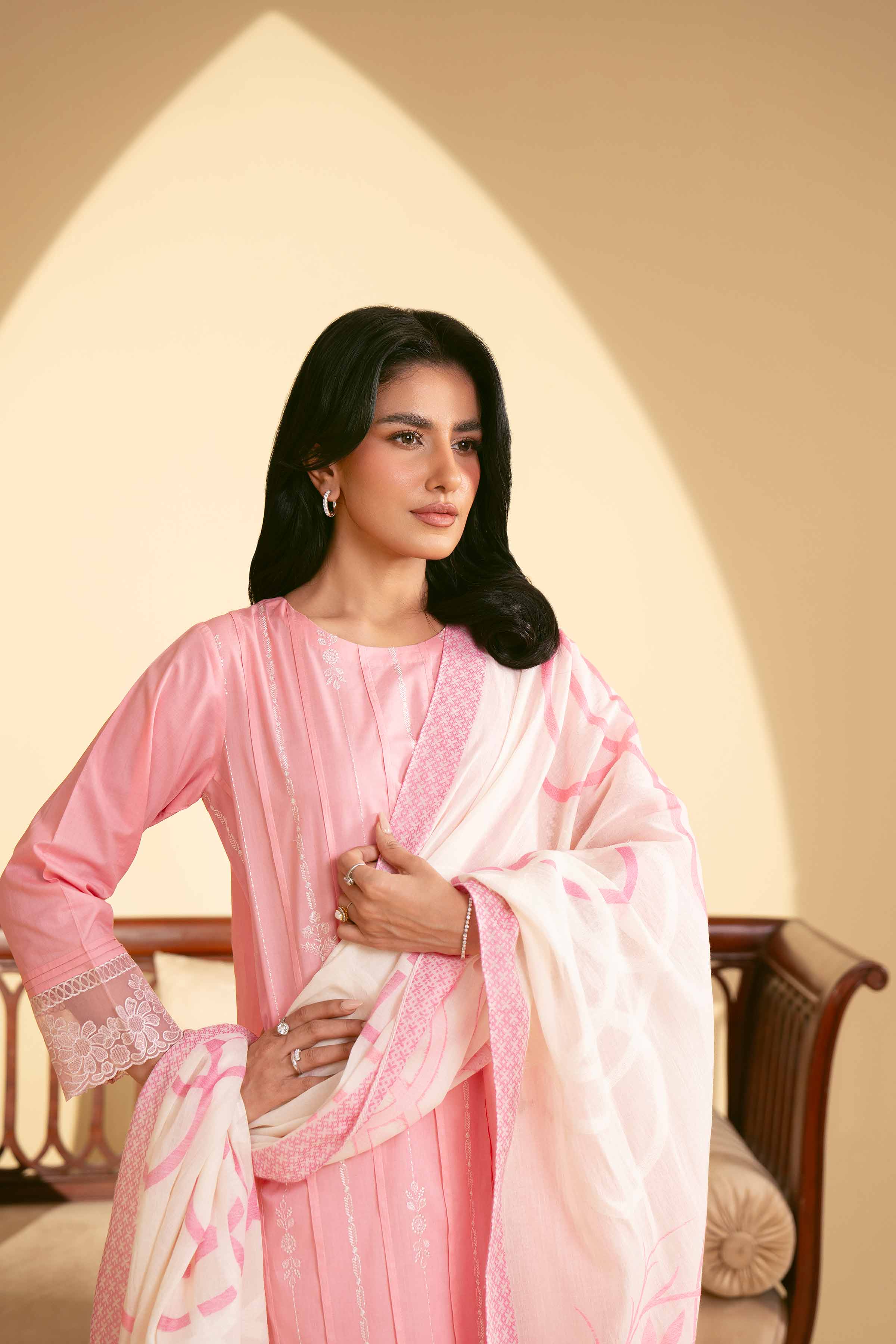 NishatUK - Pink Embroidered   Cambric 3-piece ready to wear Suit