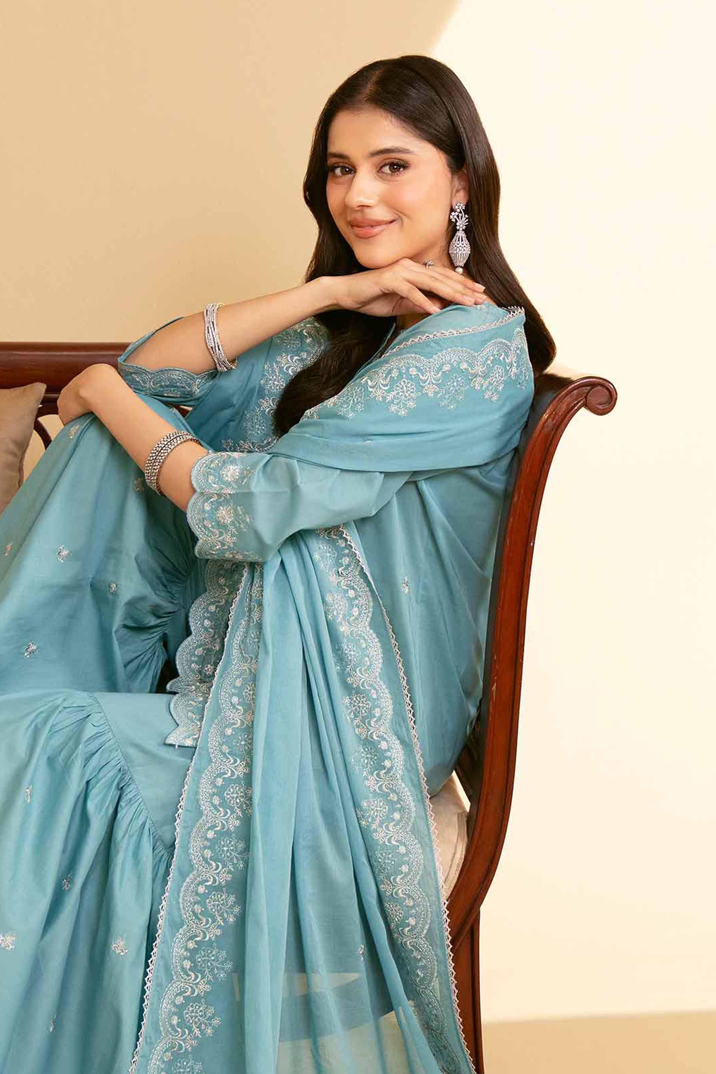 NishatUK - Ferozi Embroidered  Lawn 3-piece ready to wear Suit