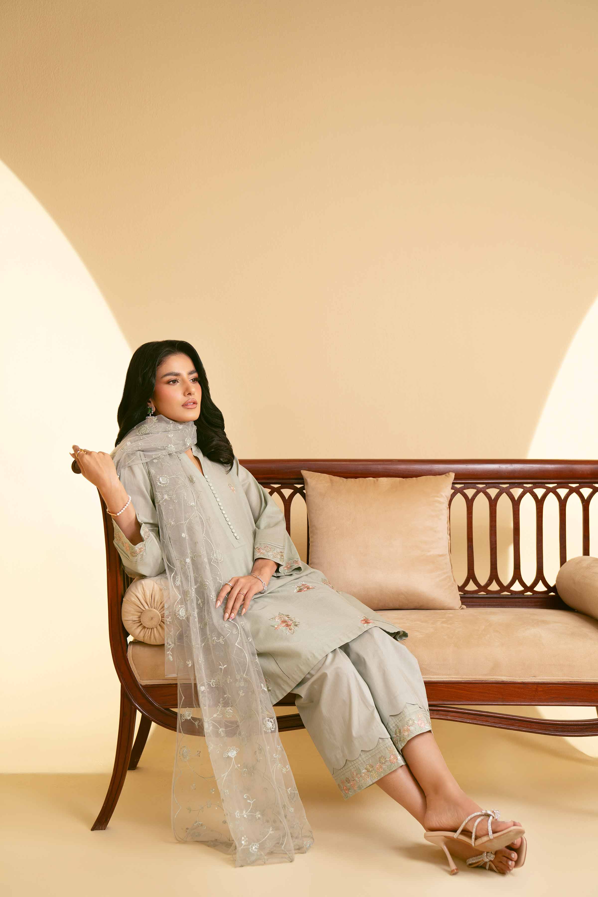 NishatUK - Sage Embroidered  Lawn 3-piece ready to wear Suit