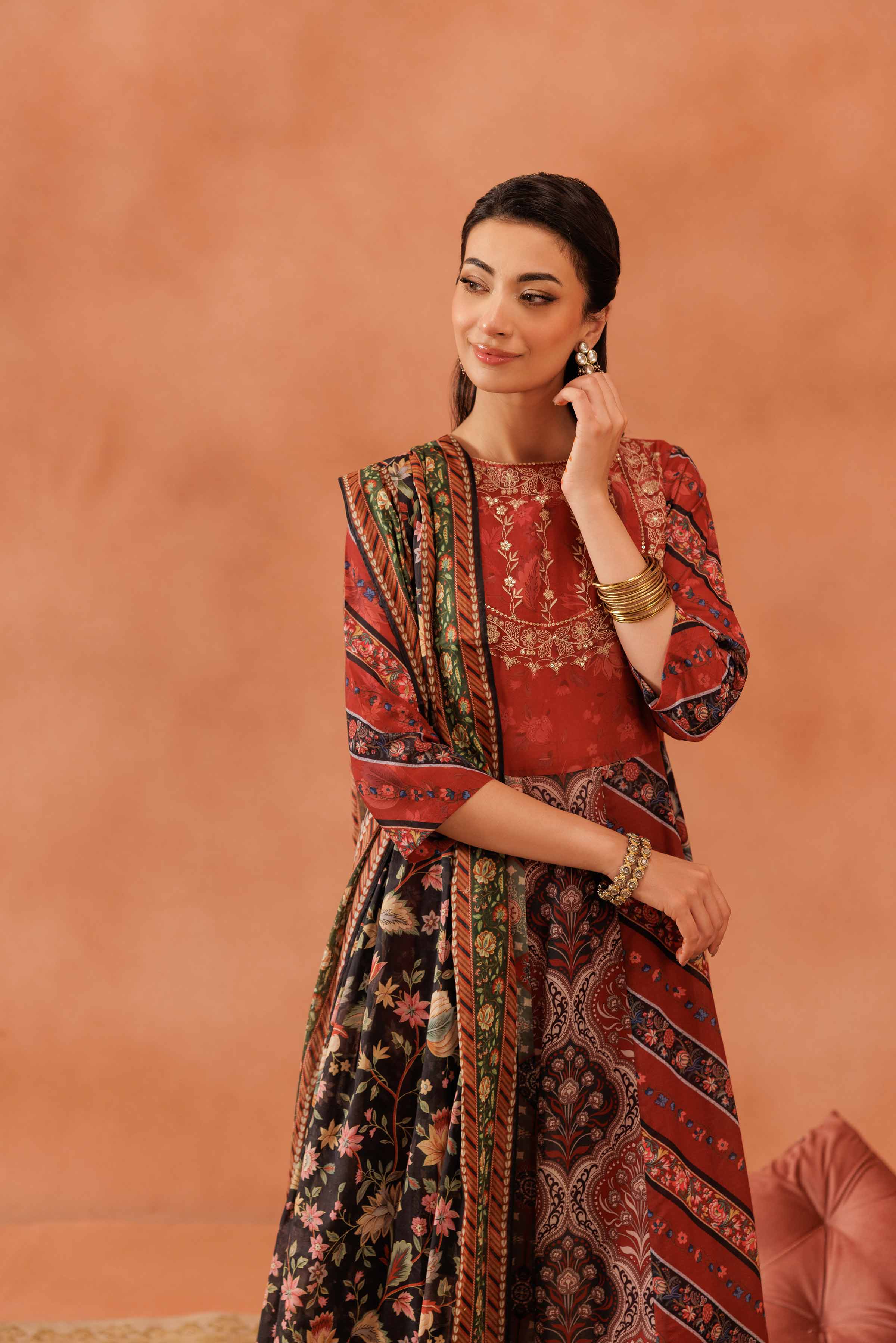Nishat UK - Red Embroidered Lawn 2 Pieces READY TO WEAR - LUXURY Dress