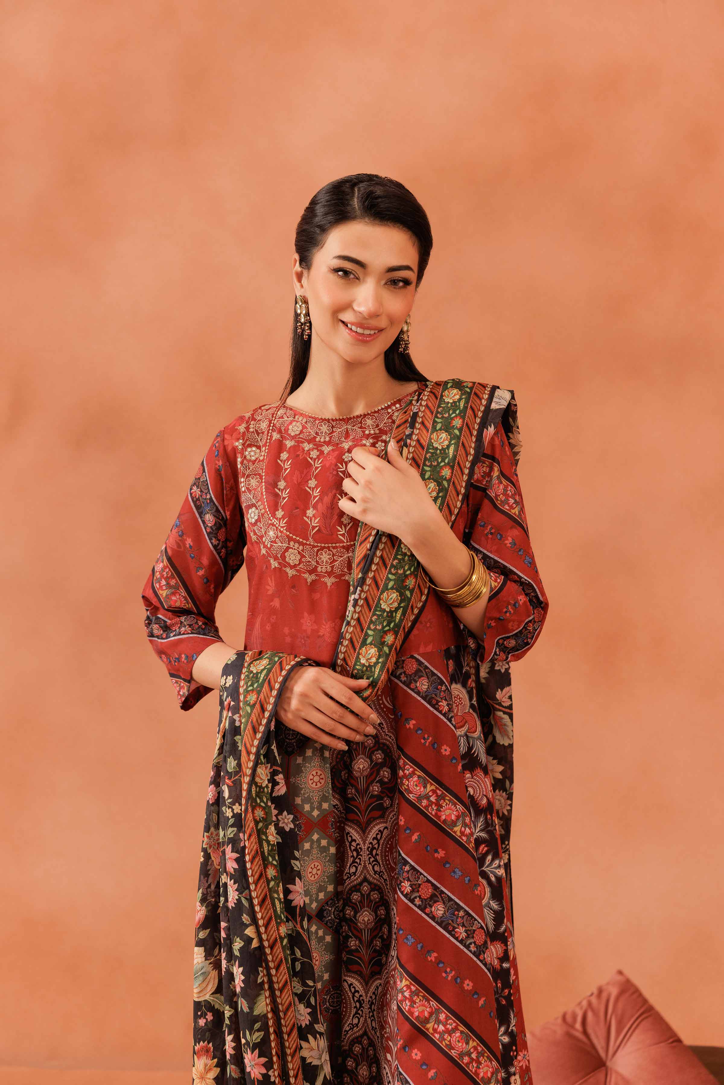 Nishat UK - Red Embroidered Lawn 2 Pieces READY TO WEAR - LUXURY Dress