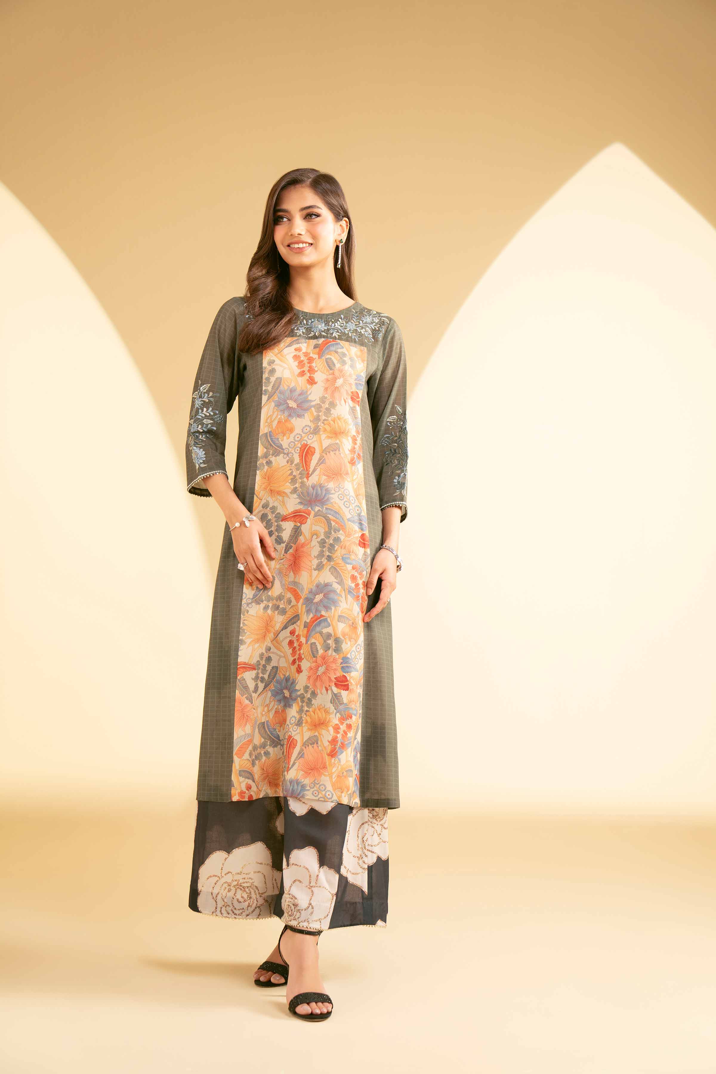 NishatUK - Green Embroidered  Lawn 2-piece ready to wear Luxury Dress