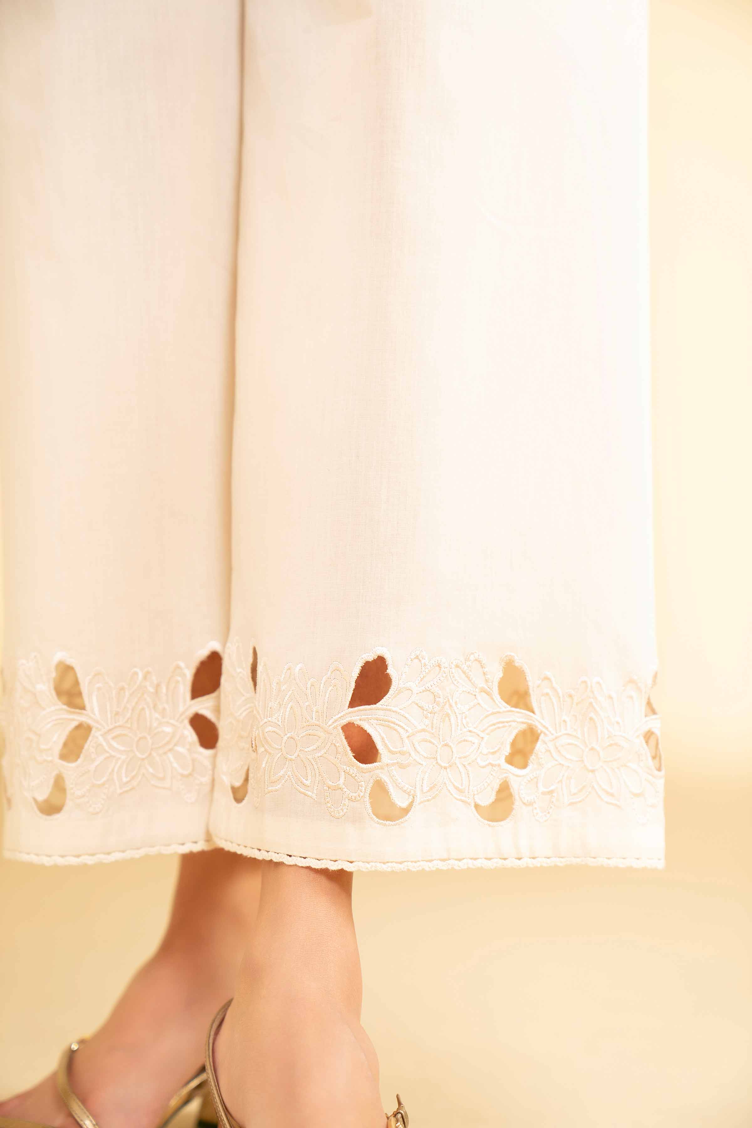 NishatUK - Beige Embroidered   Cambric 1-piece ready to wear Trouser