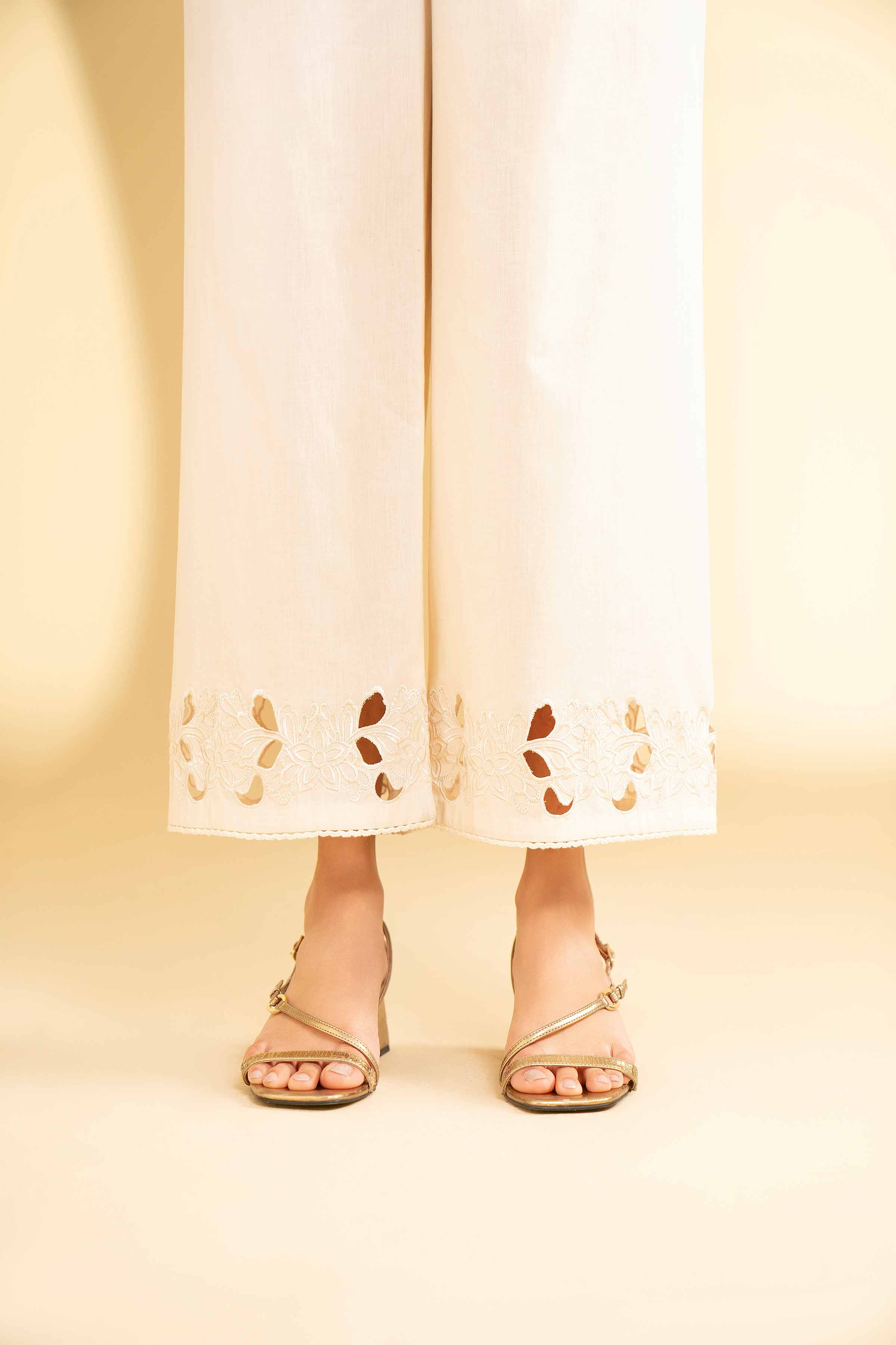 NishatUK - Beige Embroidered   Cambric 1-piece ready to wear Trouser