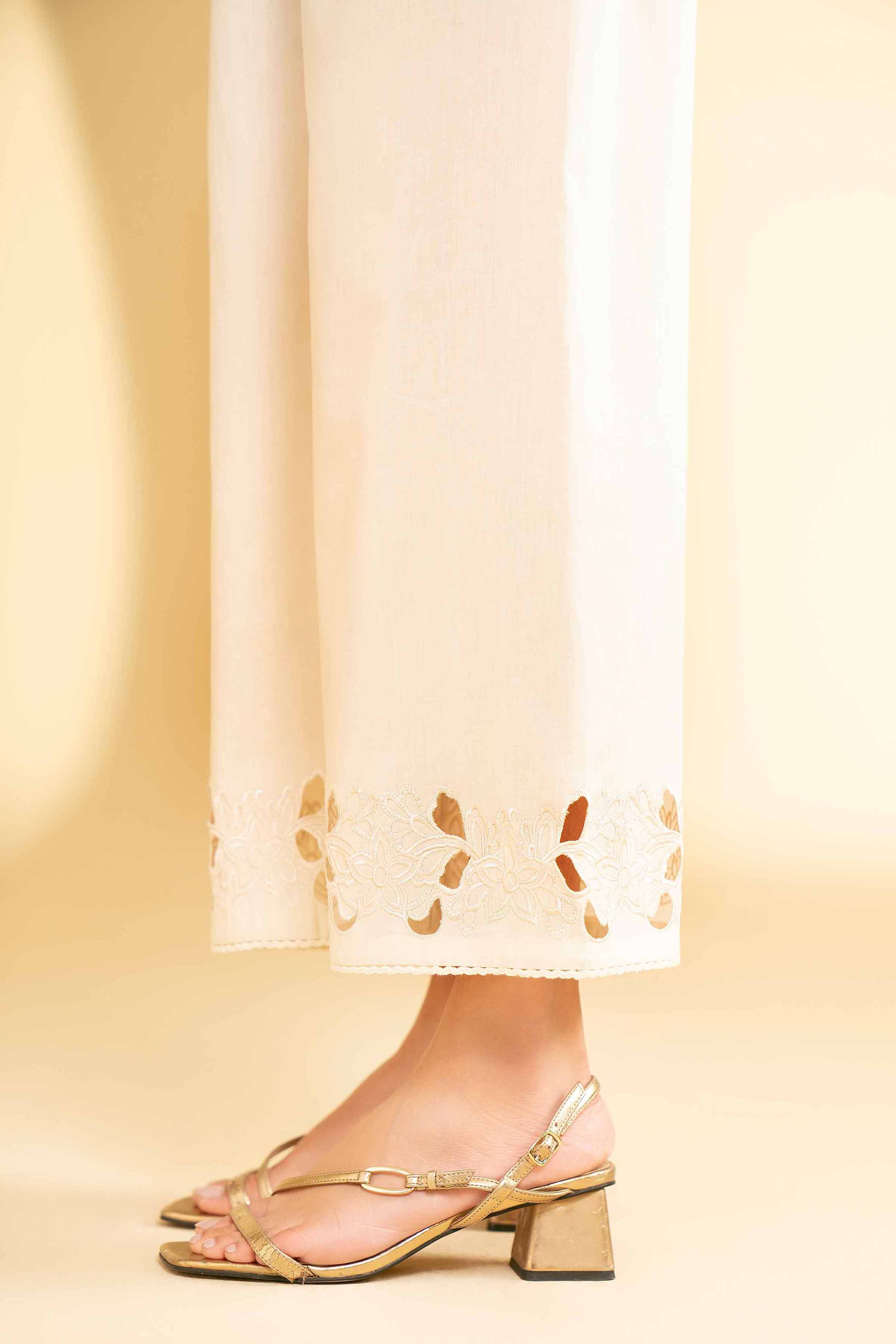 NishatUK - Beige Embroidered   Cambric 1-piece ready to wear Trouser