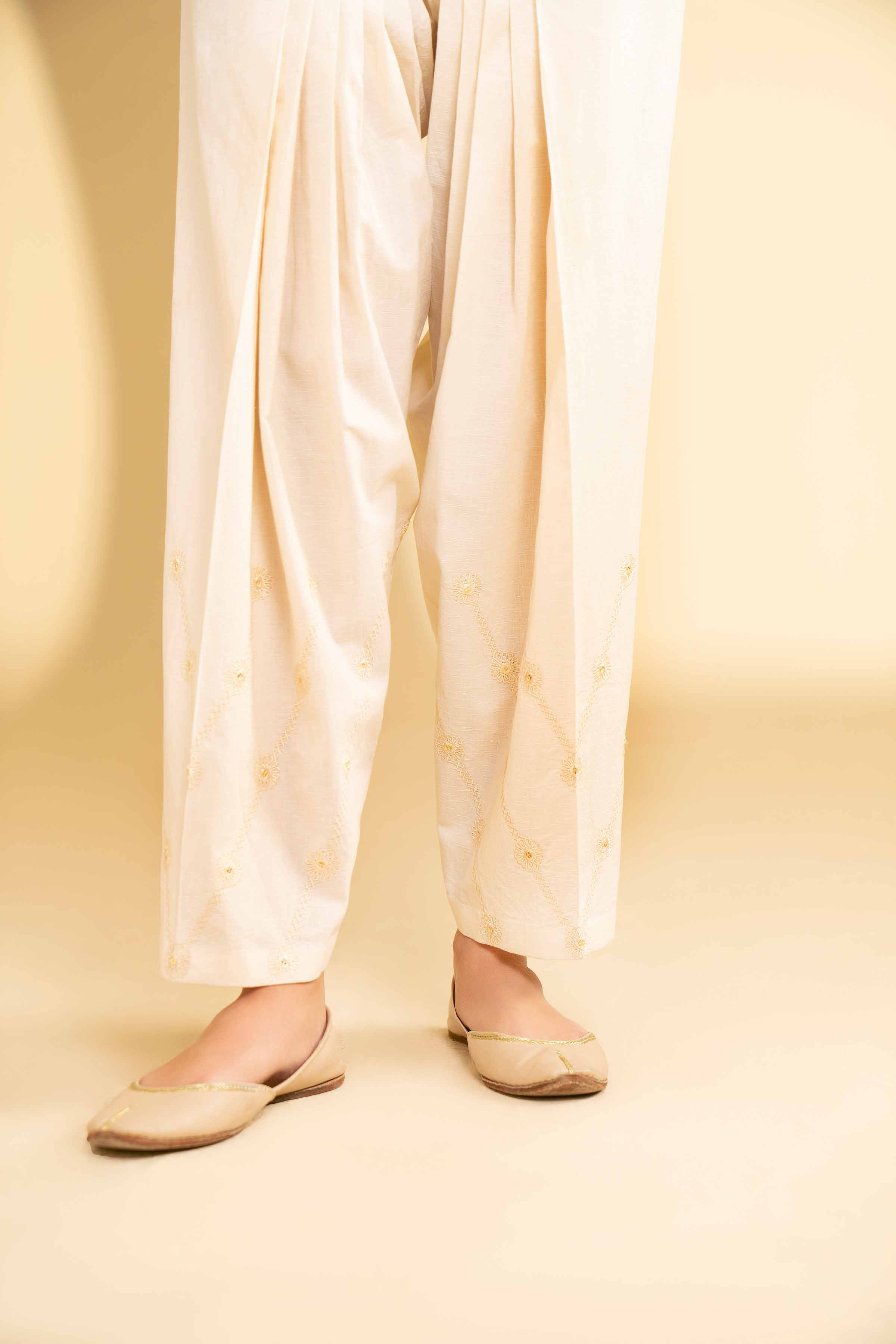 NishatUK - Off White Embroidered  Jacquard 1-piece ready to wear Shalwar