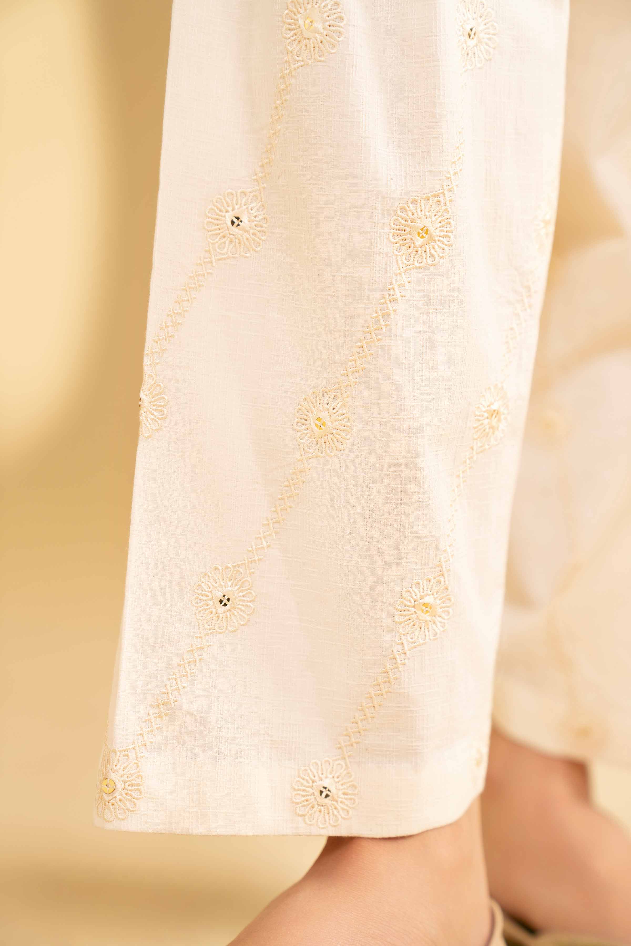 NishatUK - Off White Embroidered  Jacquard 1-piece ready to wear Shalwar