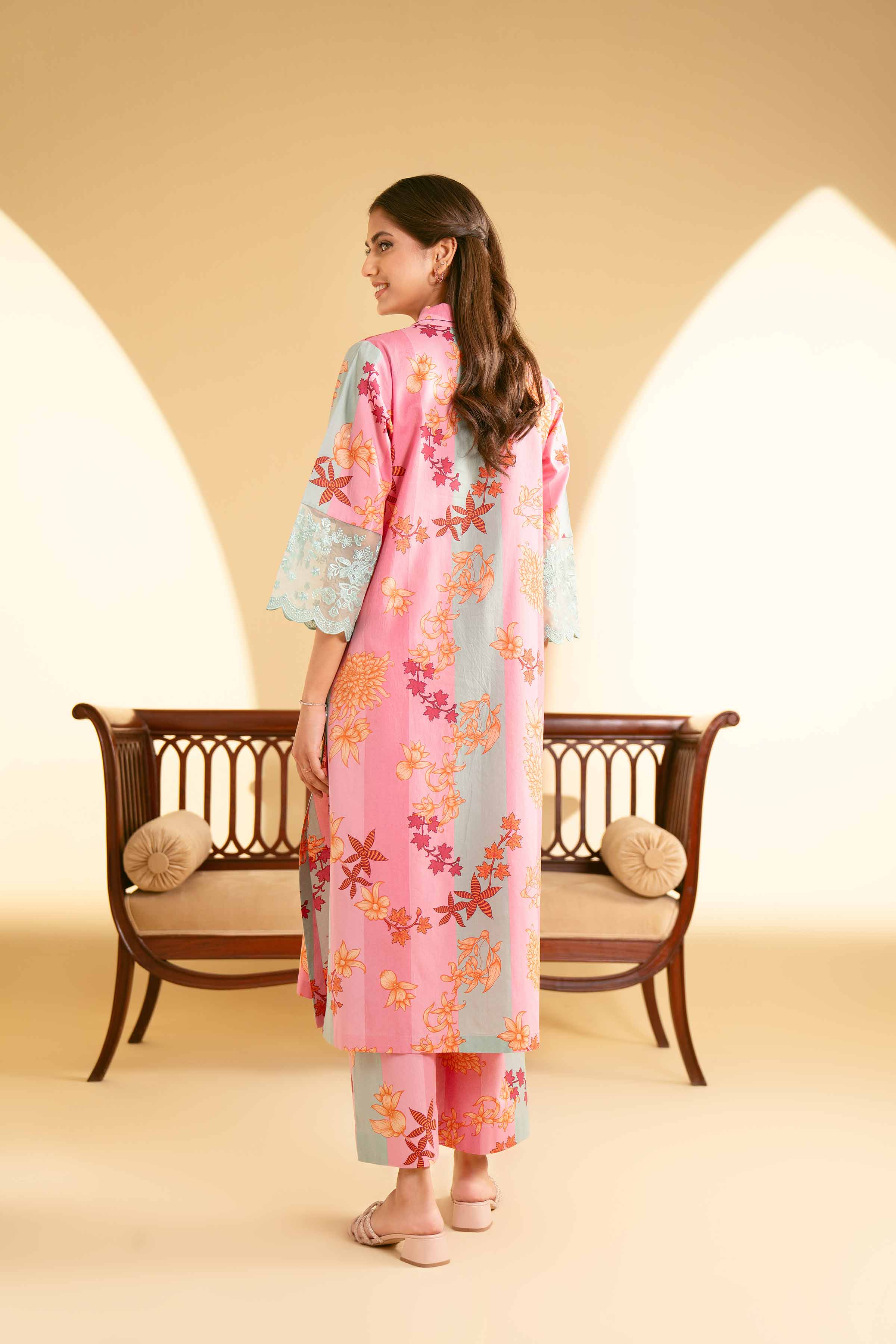 NishatUK - Pink Printed  Cambric 2-piece ready to wear Luxury Dress