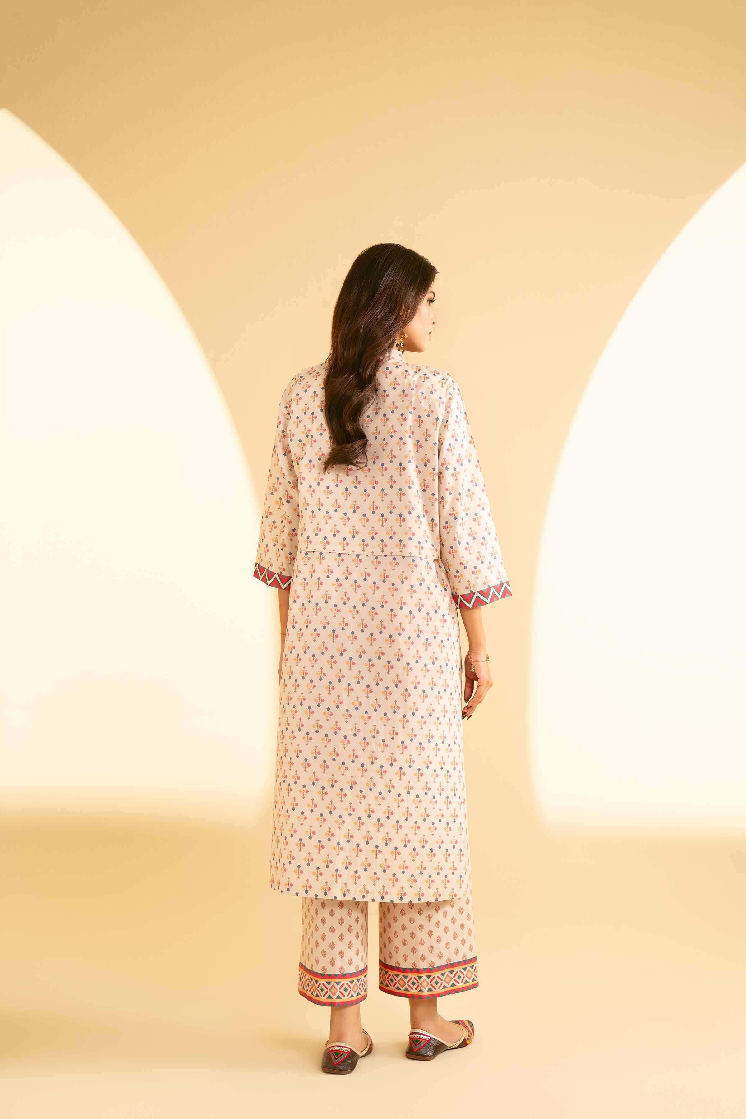NishatUK - Beige Embroidered   Cambric 3-piece ready to wear Suit