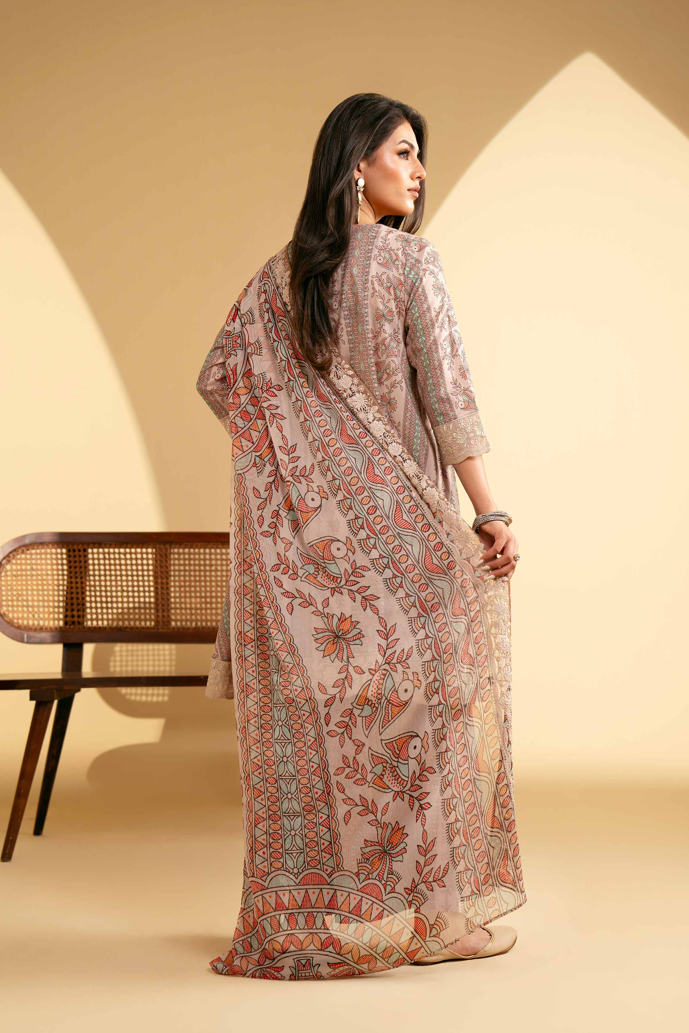 NishatUK - Tea Pink Embroidered  Lawn 3-piece ready to wear Suit