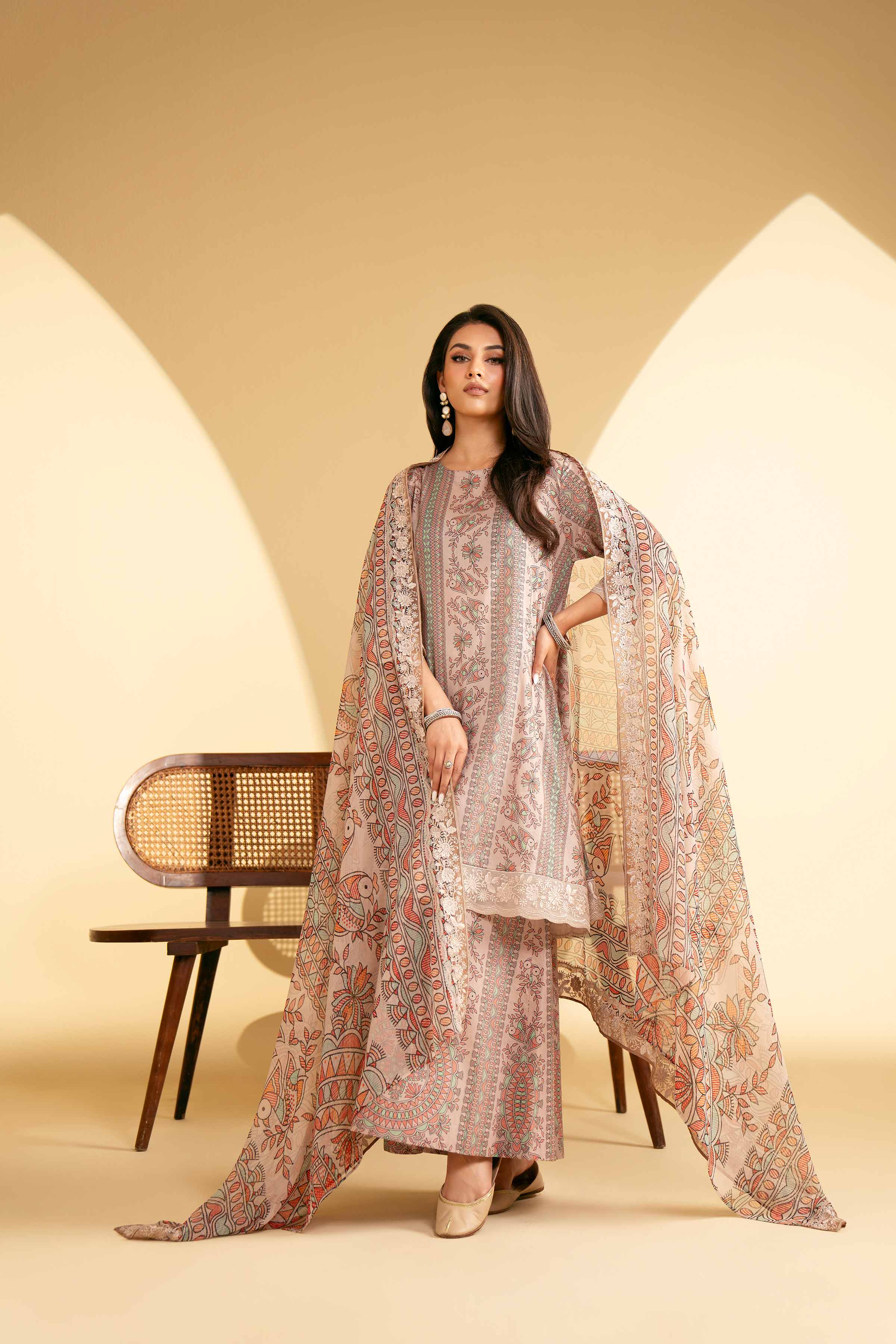 NishatUK - Tea Pink Embroidered  Lawn 3-piece ready to wear Suit