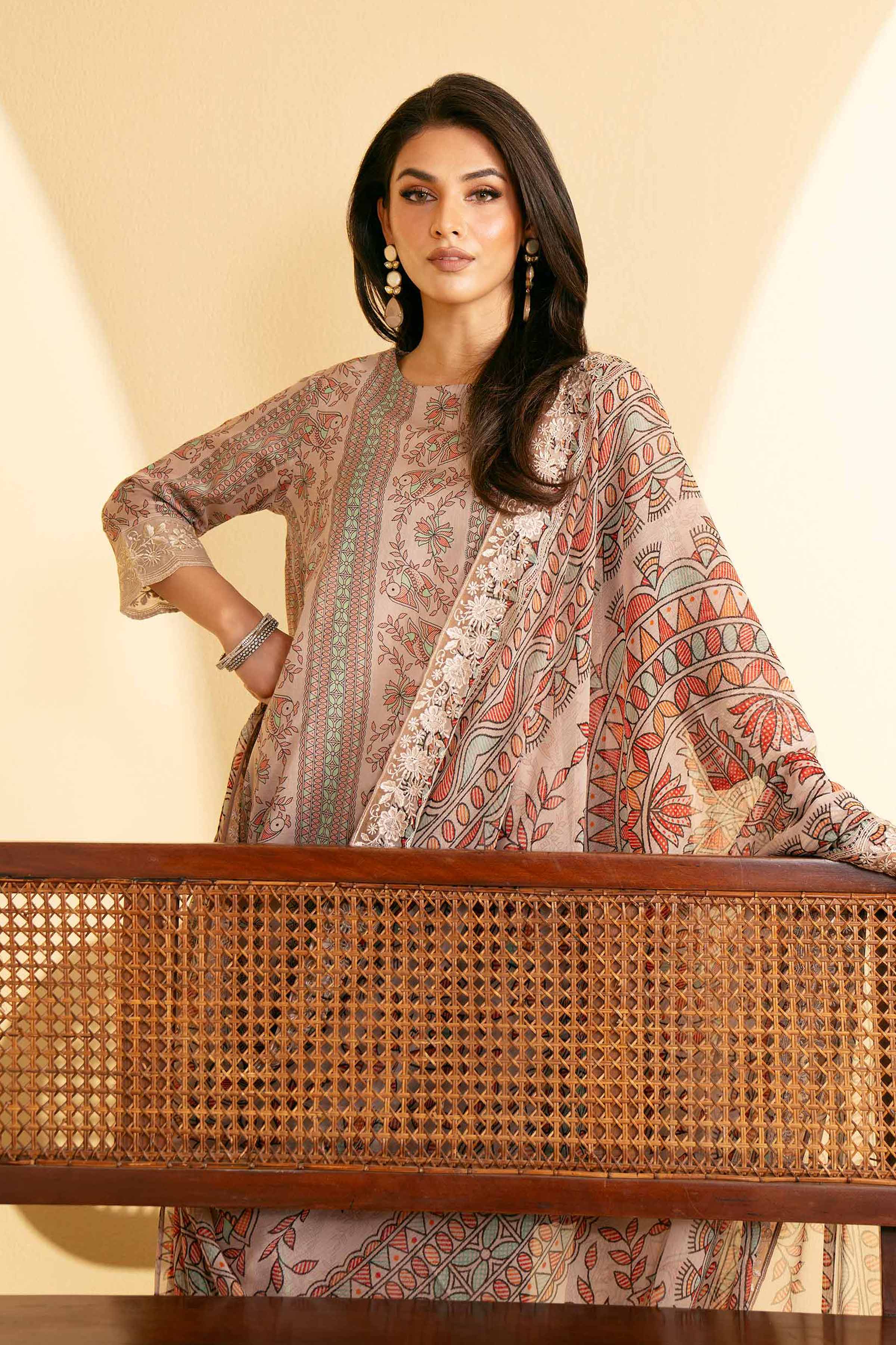 NishatUK - Tea Pink Embroidered  Lawn 3-piece ready to wear Suit