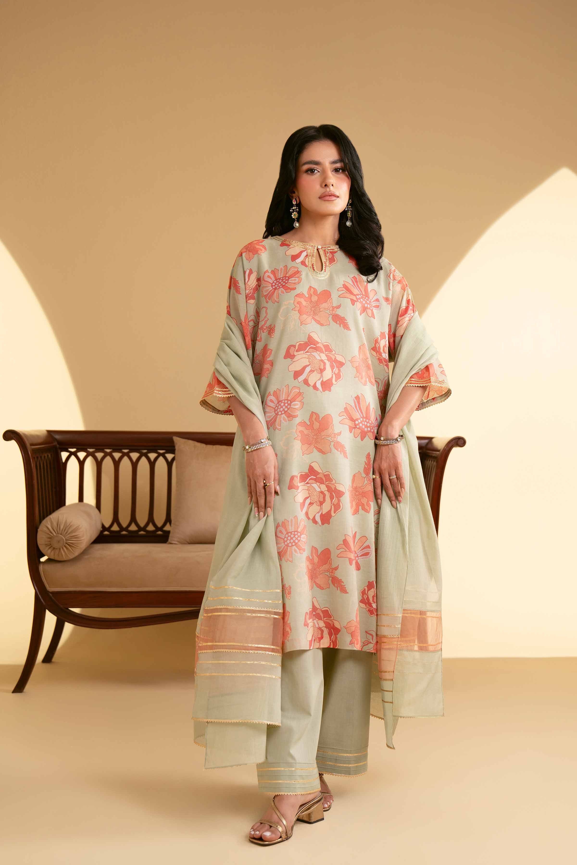 NishatUK - Blue Printed Lawn 3-piece ready to wear Suit