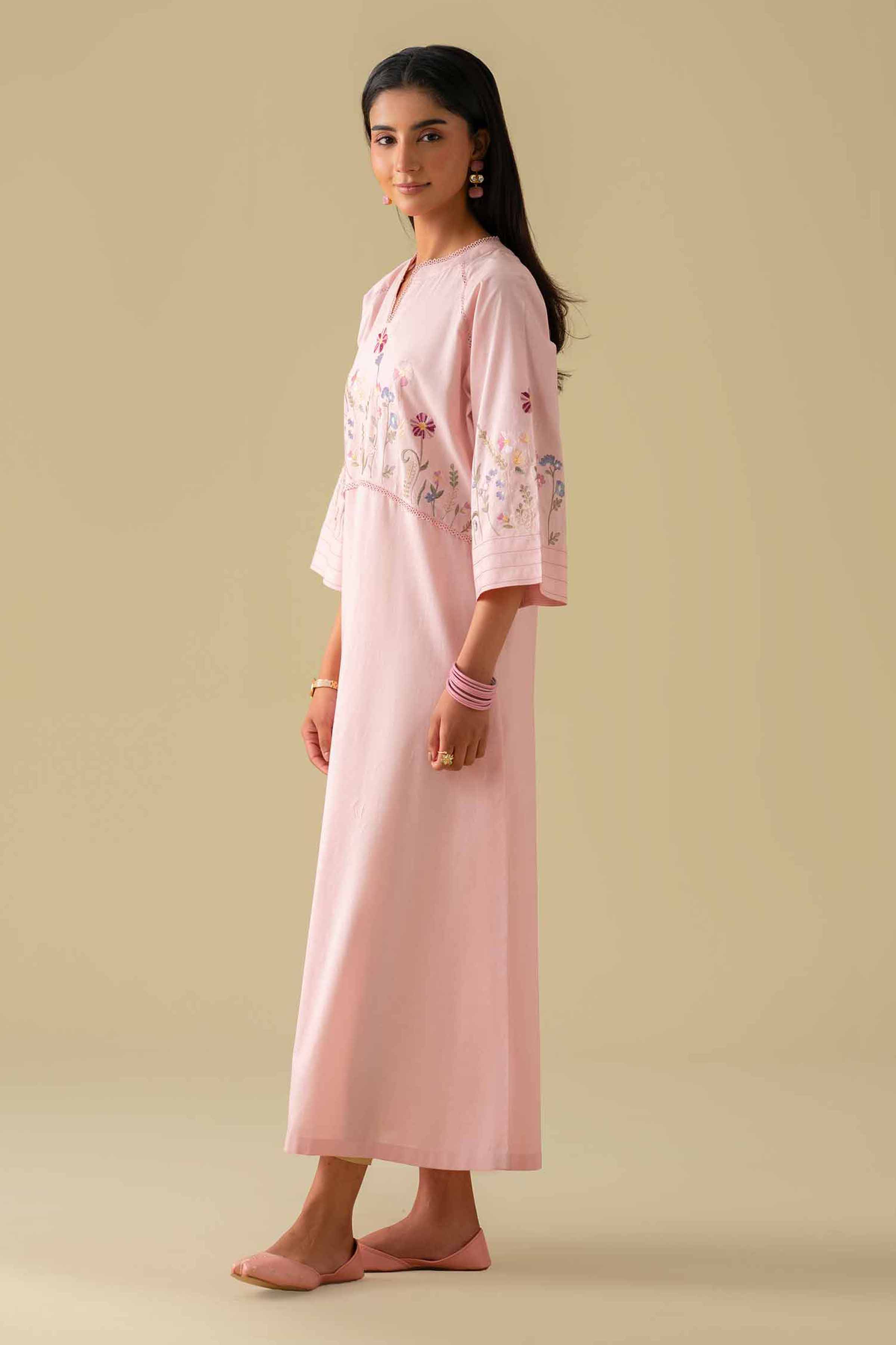 Nishat UK - Pink Embroidered Cambric 1 Piece ready To Wear luxury Shirt