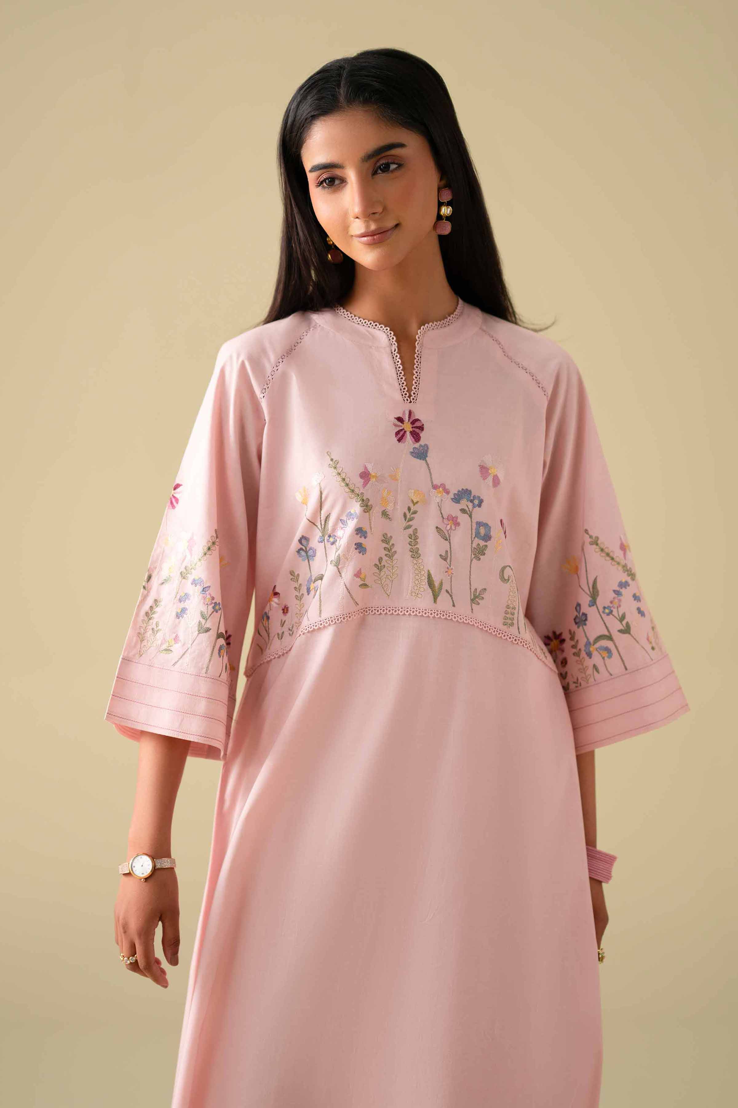 Nishat UK - Pink Embroidered Cambric 1 Piece ready To Wear luxury Shirt