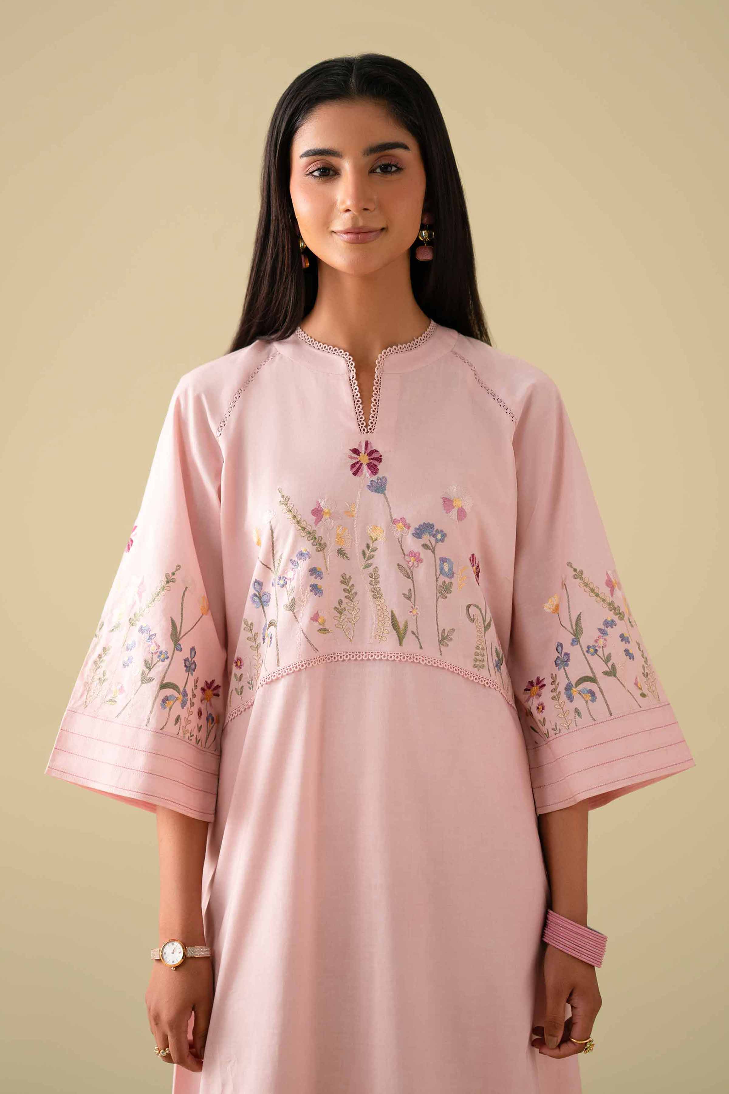 Nishat UK - Pink Embroidered Cambric 1 Piece ready To Wear luxury Shirt