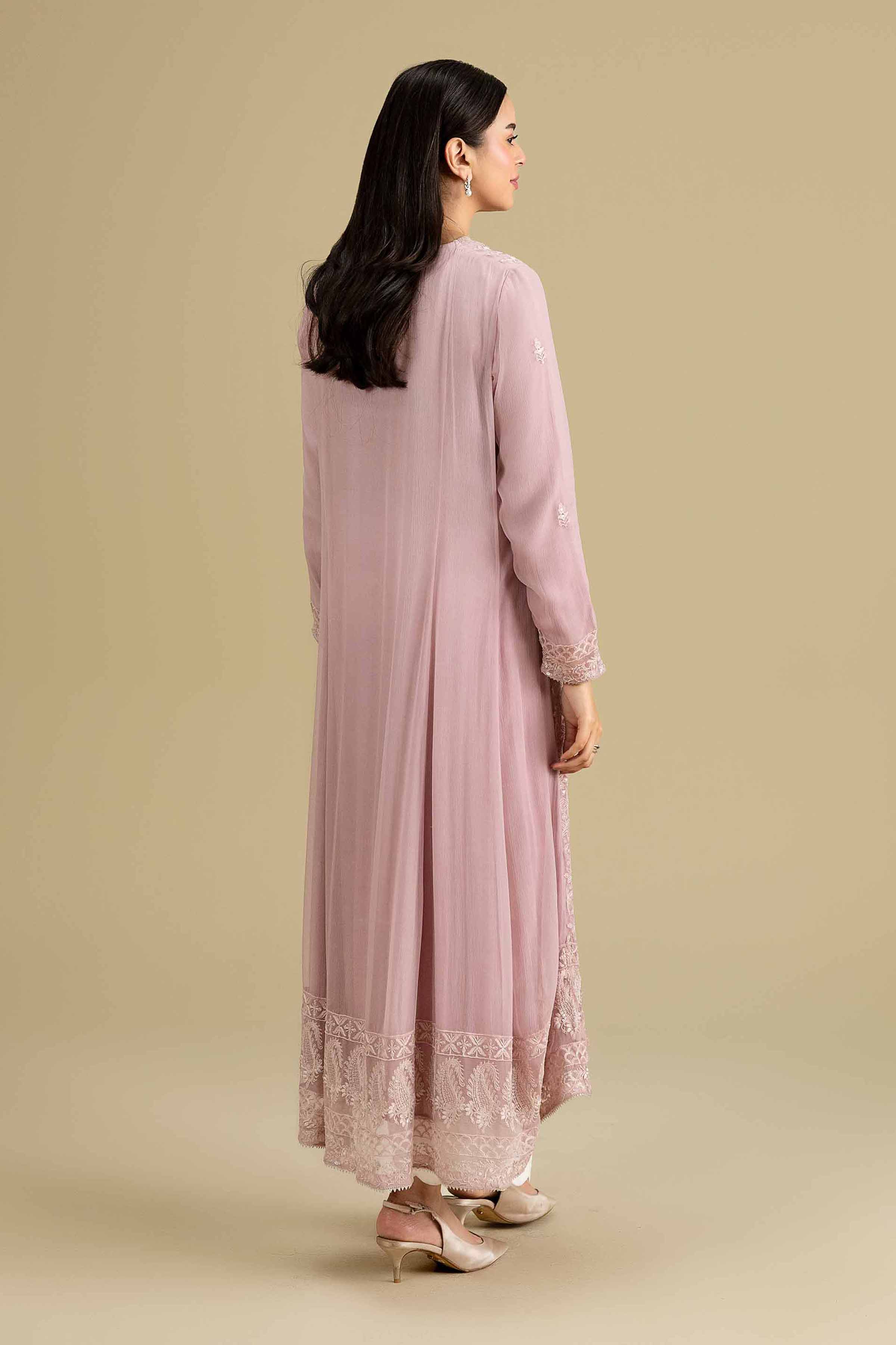 Nishat UK - Pink Embroidered Chiffon 1 Piece ready to wear luxury Shirt
