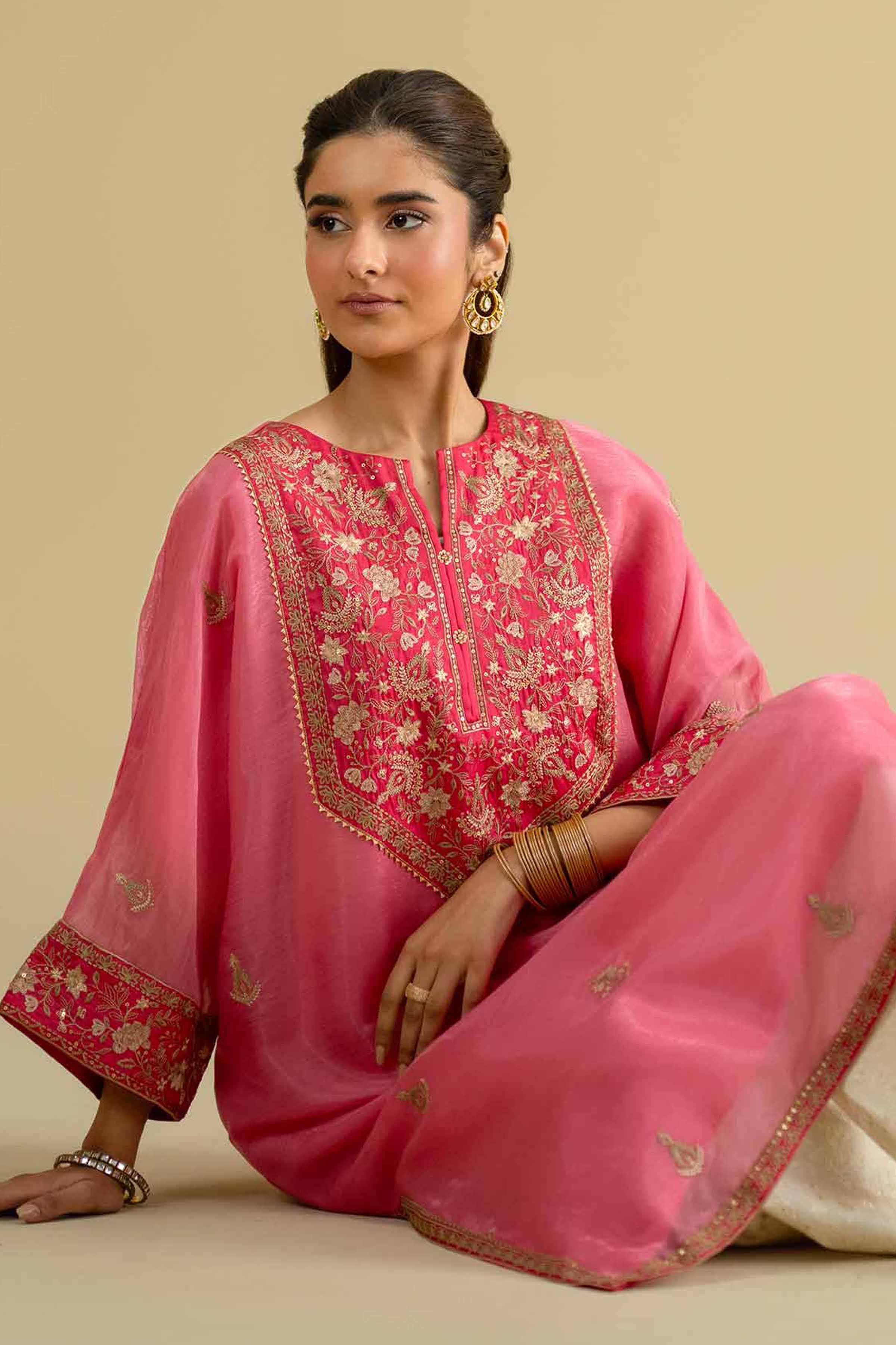 Nishat UK - Pink  Embroidered Silk 1 Piece ready To Wear luxury Shirt