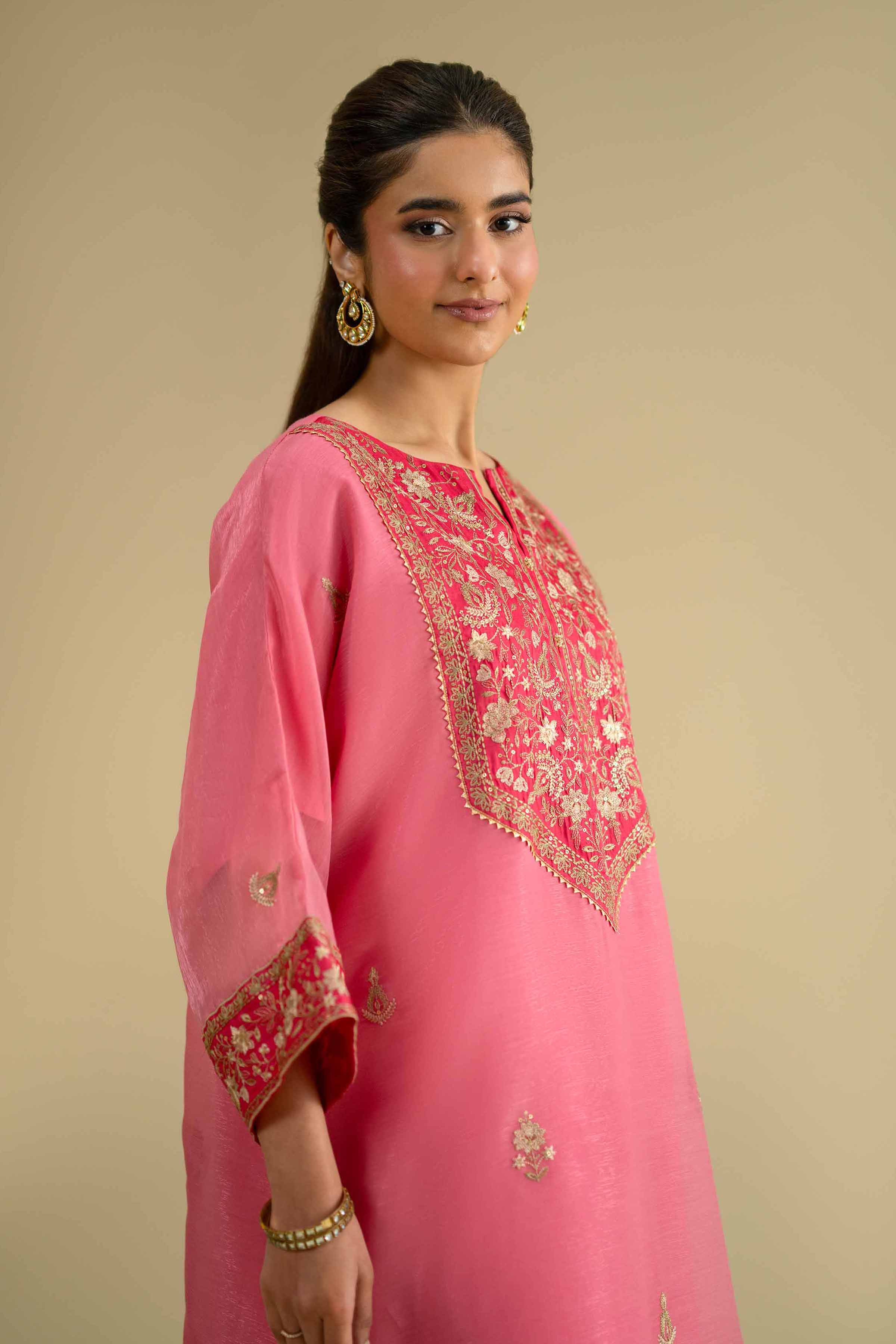 Nishat UK - Pink  Embroidered Silk 1 Piece ready To Wear luxury Shirt