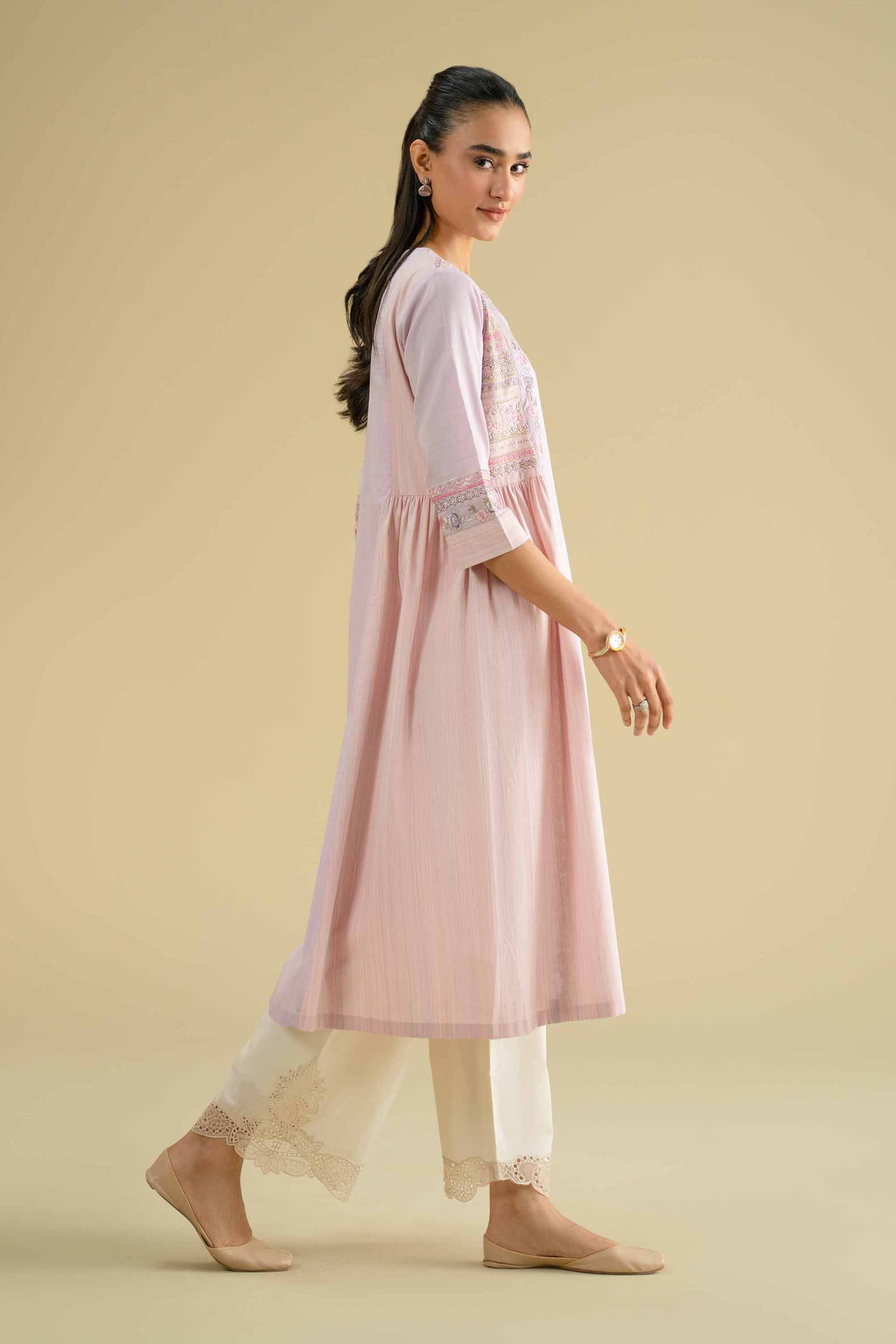 NishatUK - Purple Embroidered Cambric 1-piece ready to wear dress