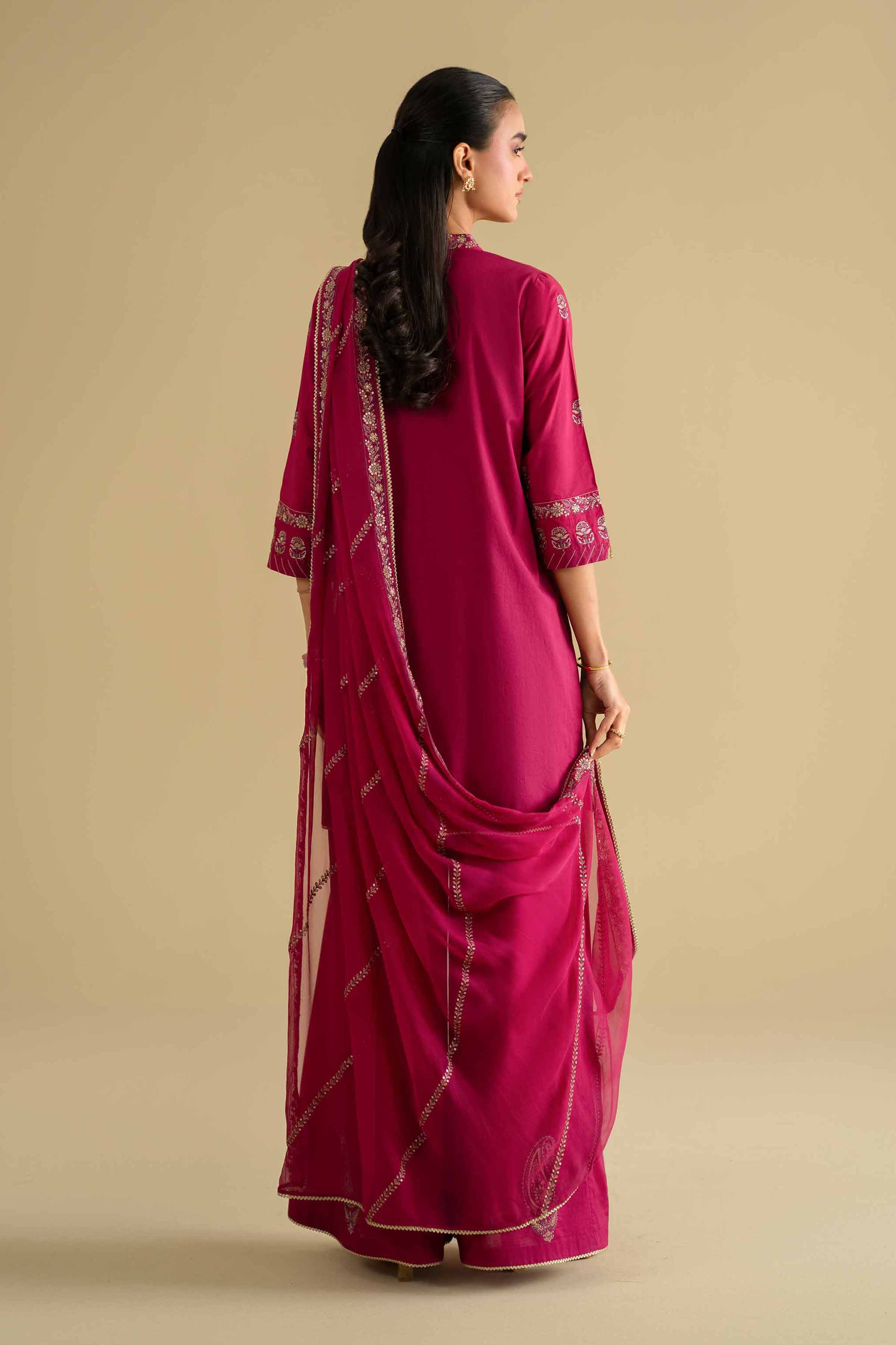 NishatUK - Pink Embroidered Cambric 3-piece ready to wear luxury Suit