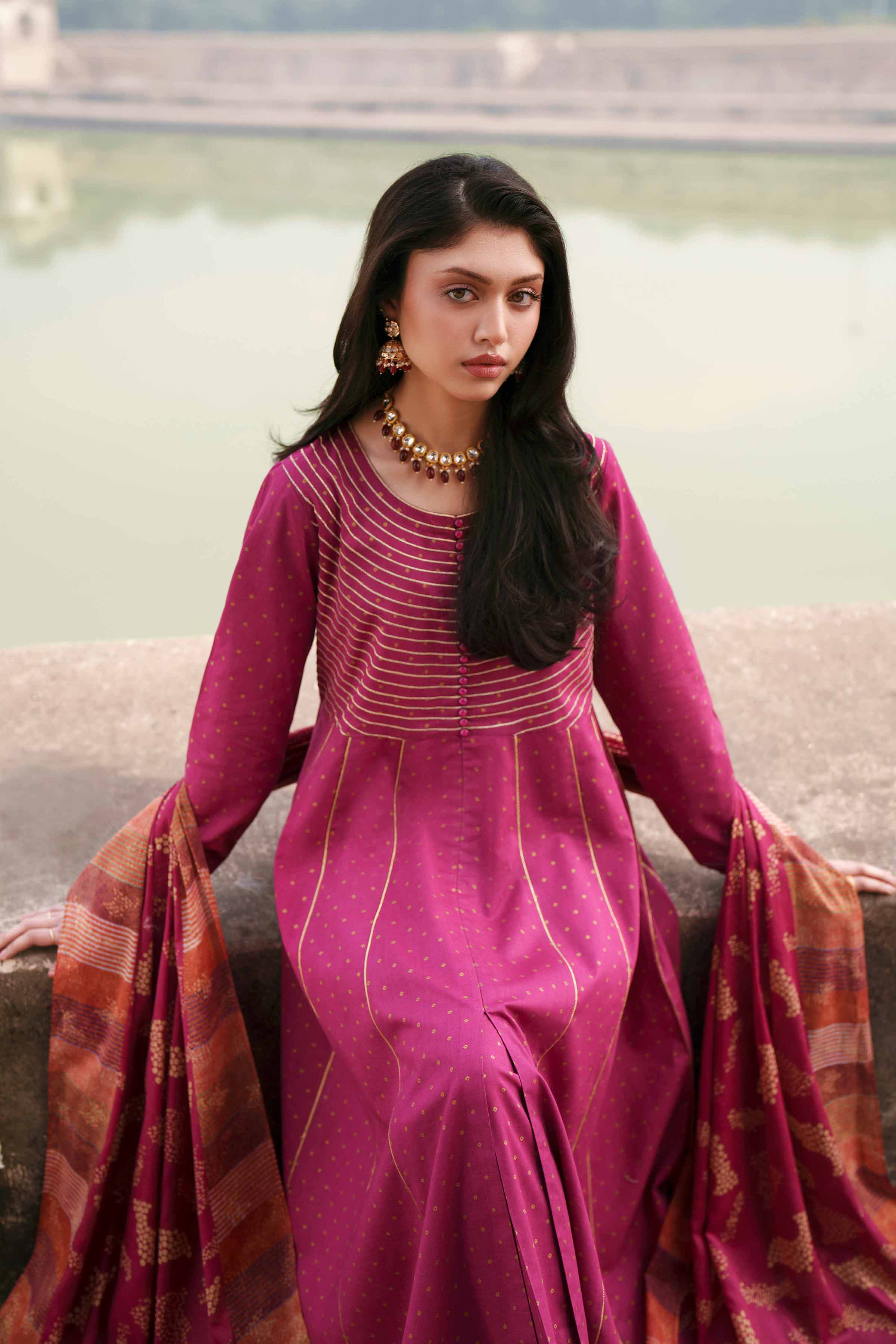 NishatUK - Pink Embroidered Cambric 3-piece ready to wear luxury Suit