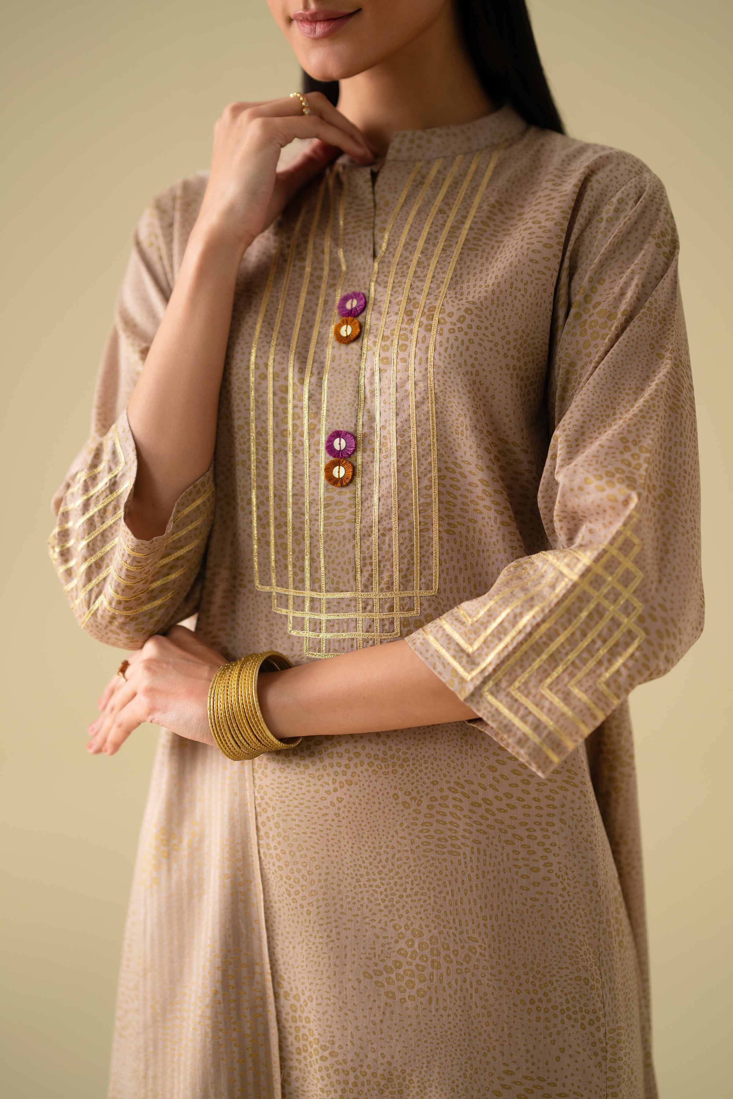 NishatUK - Brown Embroidered Lawn 3-piece ready to wear Suit
