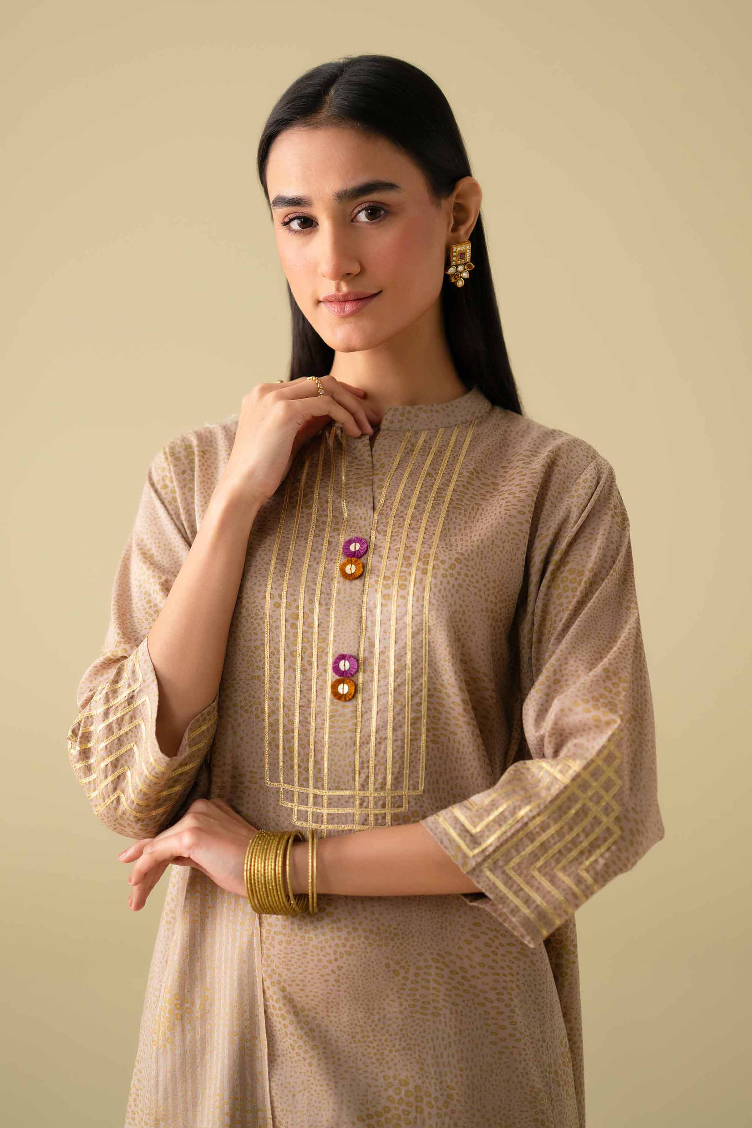 NishatUK - Brown Embroidered Lawn 3-piece ready to wear Suit