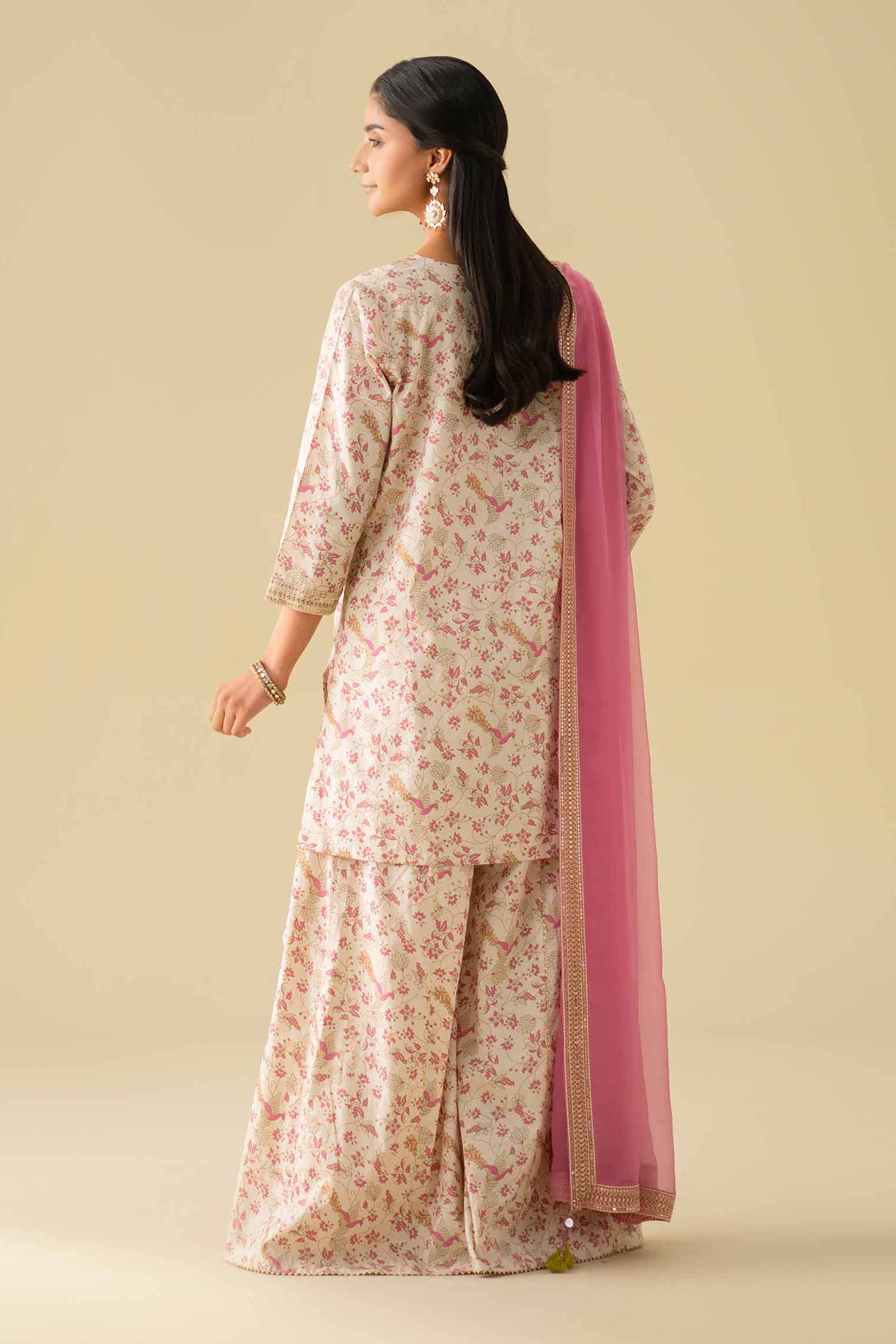 NishatUK - Off White Embroidered Cambric 3-piece ready to wear luxury Suit