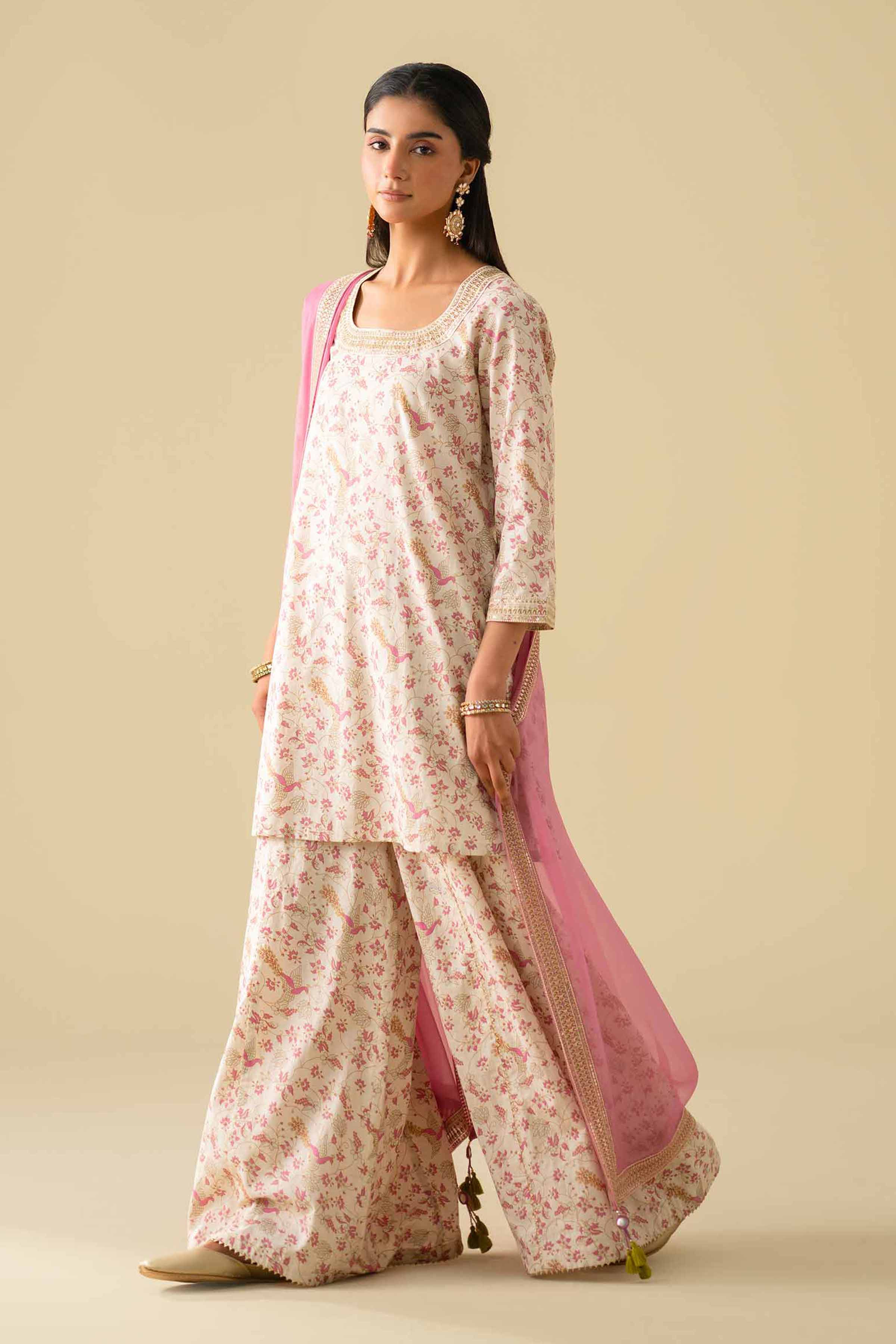 NishatUK - Off White Embroidered Cambric 3-piece ready to wear luxury Suit