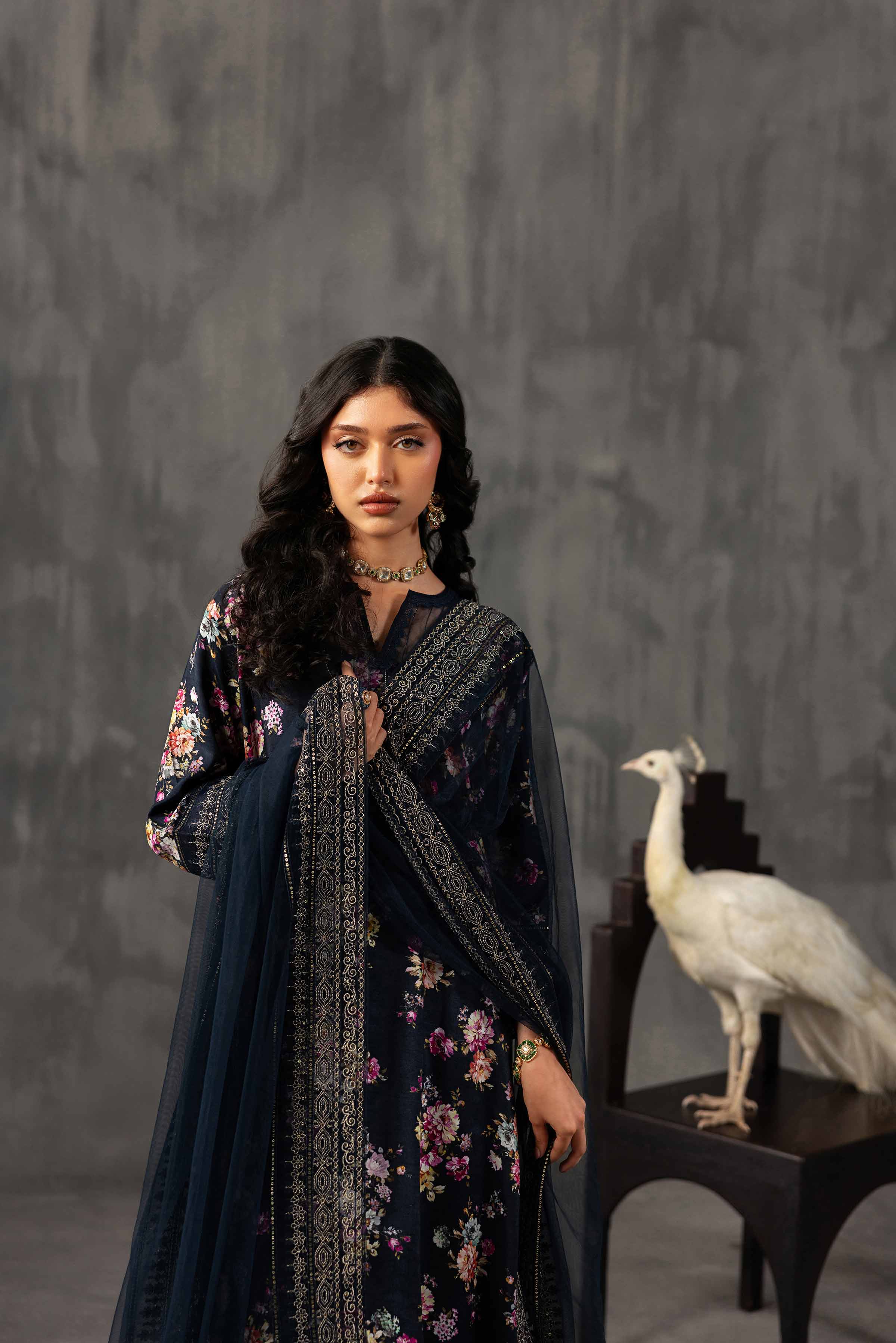 Nishat UK - Blue Embroidered Silk 3-piece ready to wear luxury Suit