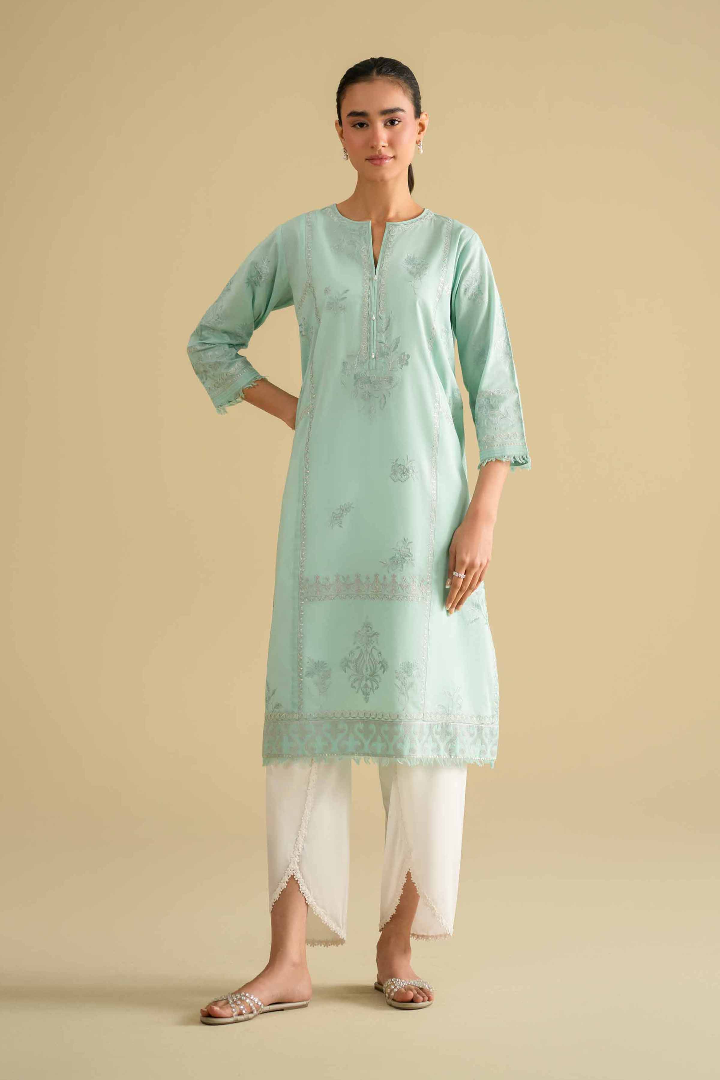 NishatUK - Green Embroidered Lawn 1-piece ready to wear luxury Shirt