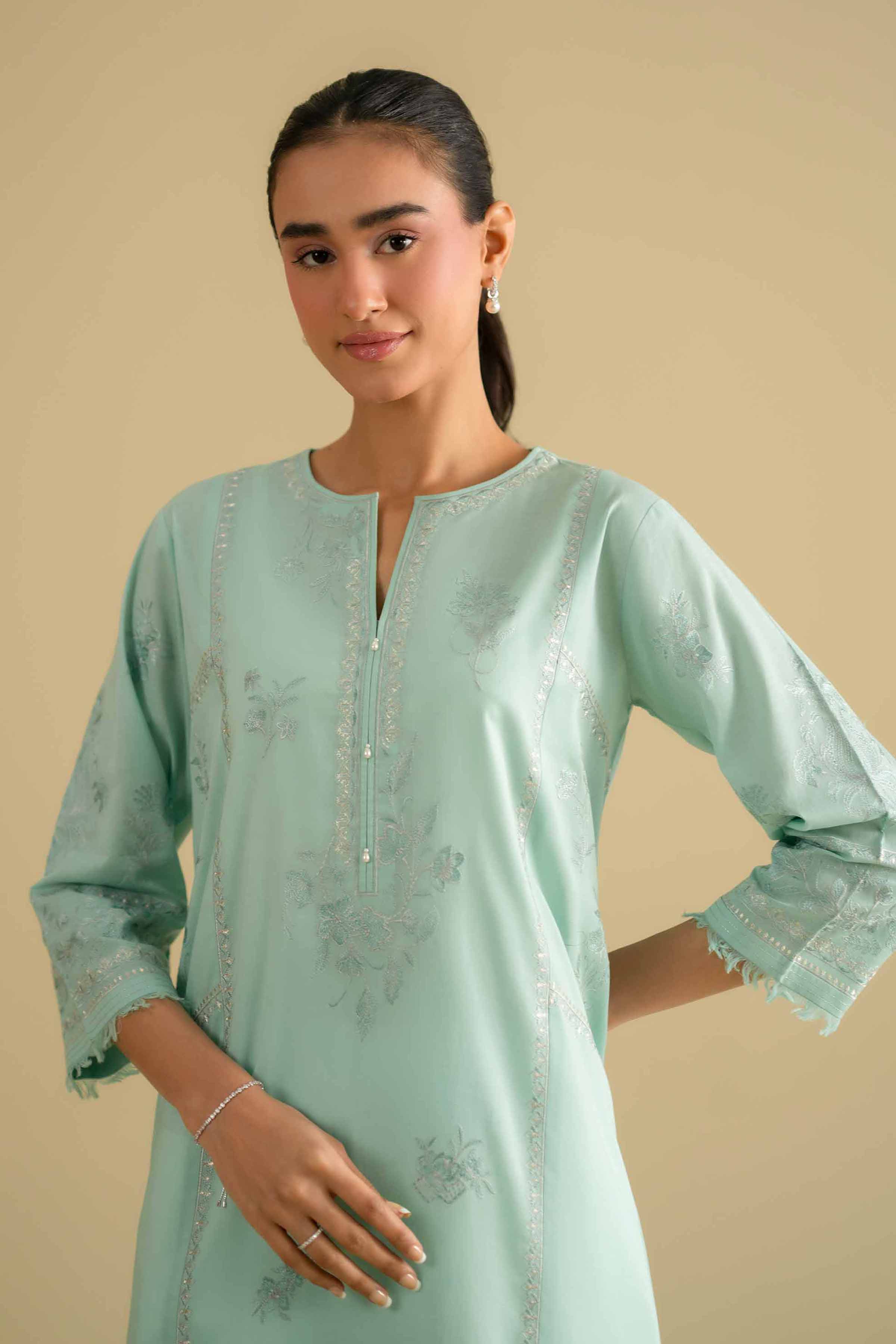 NishatUK - Green Embroidered Lawn 1-piece ready to wear luxury Shirt