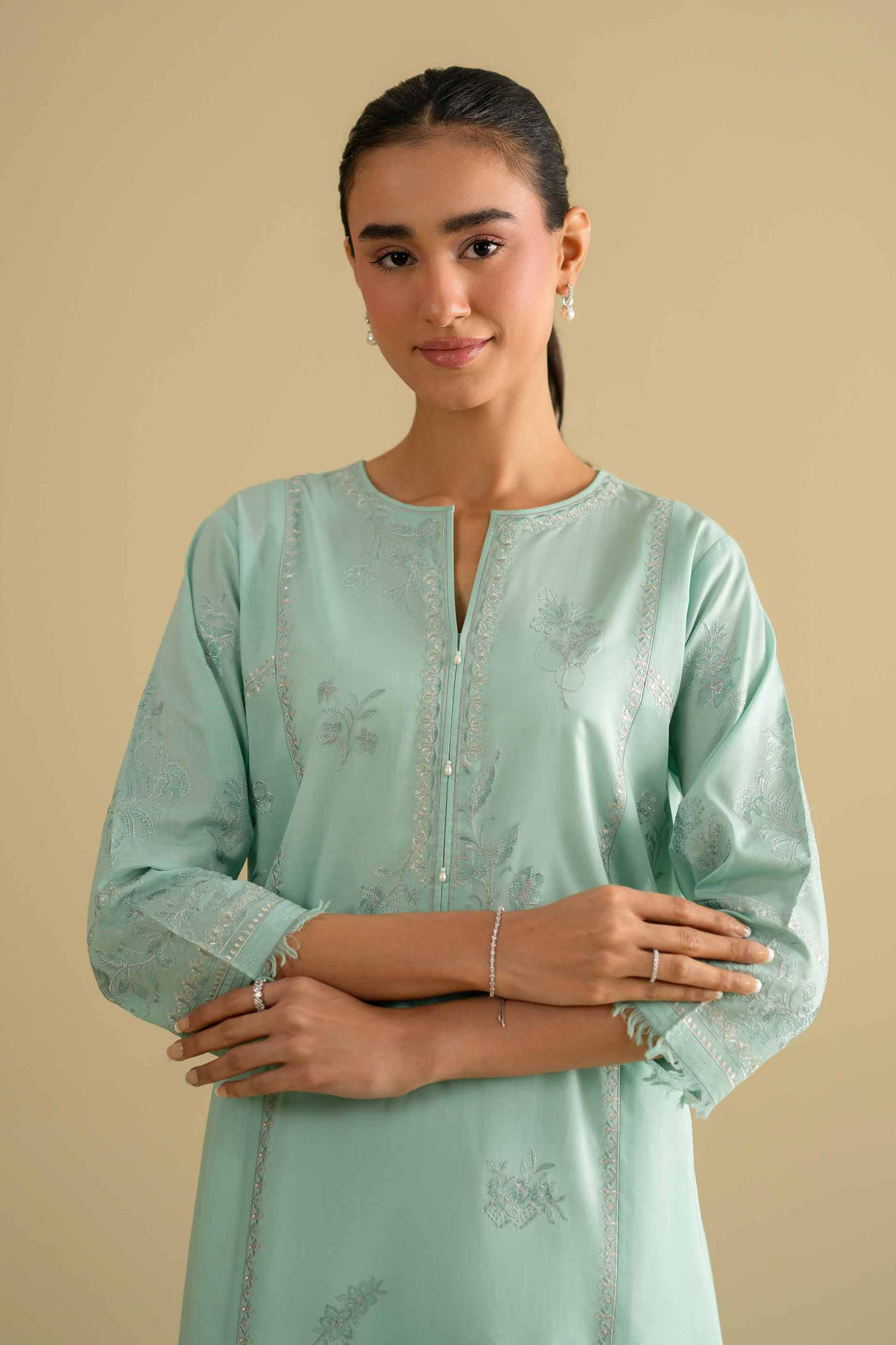 NishatUK - Green Embroidered Lawn 1-piece ready to wear luxury Shirt