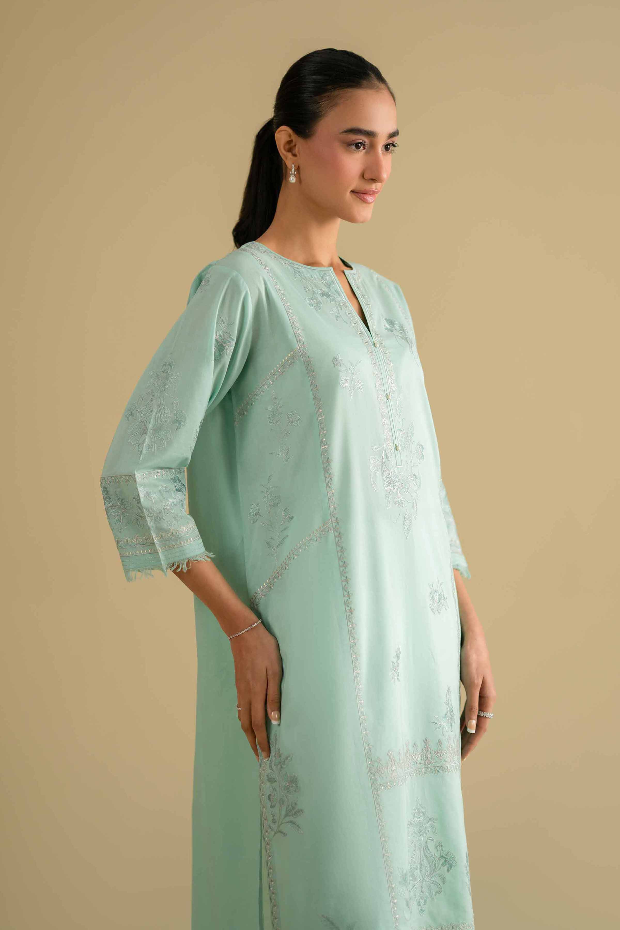 NishatUK - Green Embroidered Lawn 1-piece ready to wear luxury Shirt