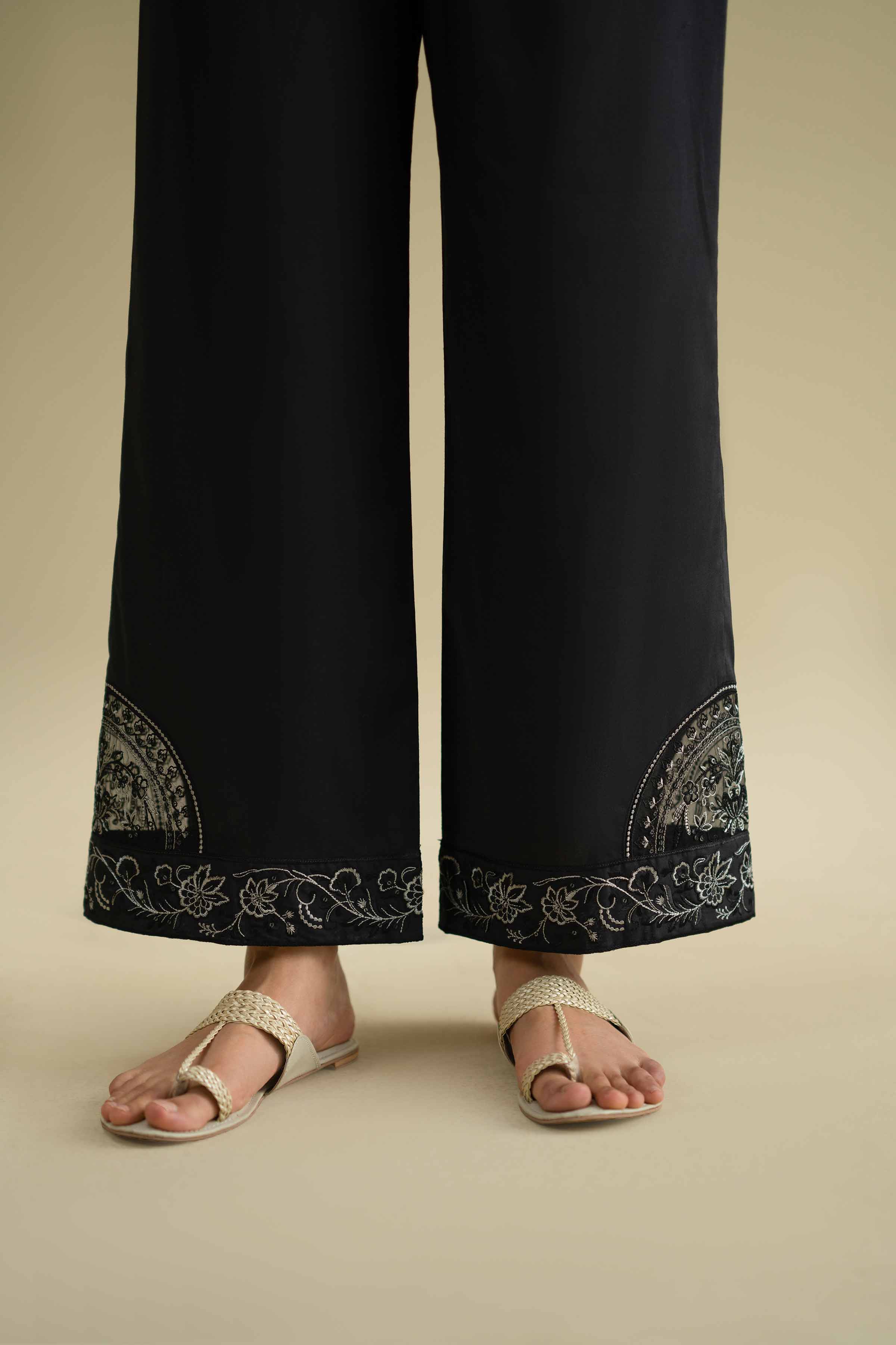 NishatUK - Black Embroidered Cambric 1-piece ready to wear Pants
