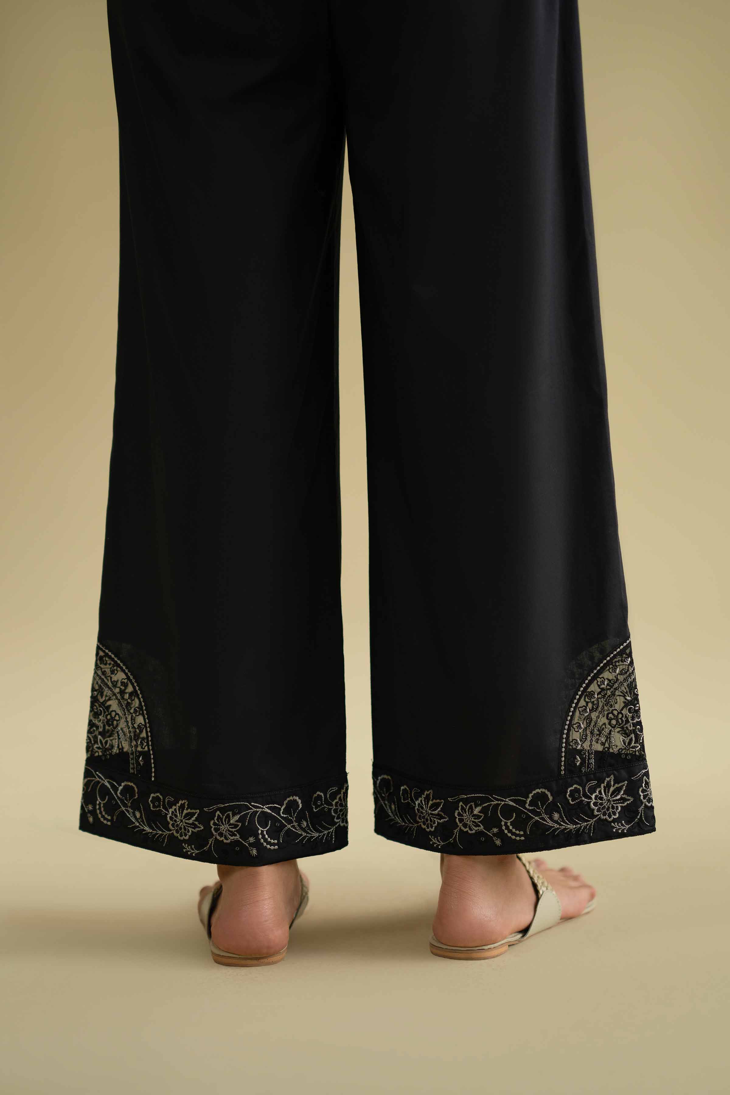 NishatUK - Black Embroidered Cambric 1-piece ready to wear Pants