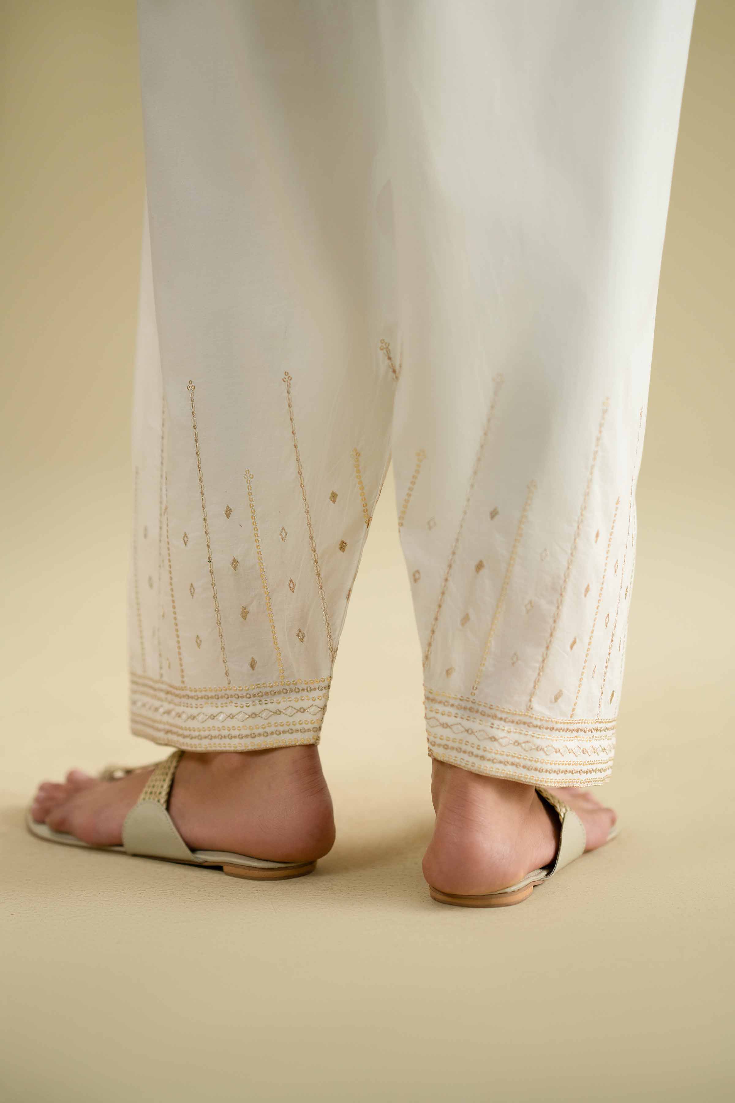 NishatUK - White Embroidered Cambric 1-piece ready to wear shalwar