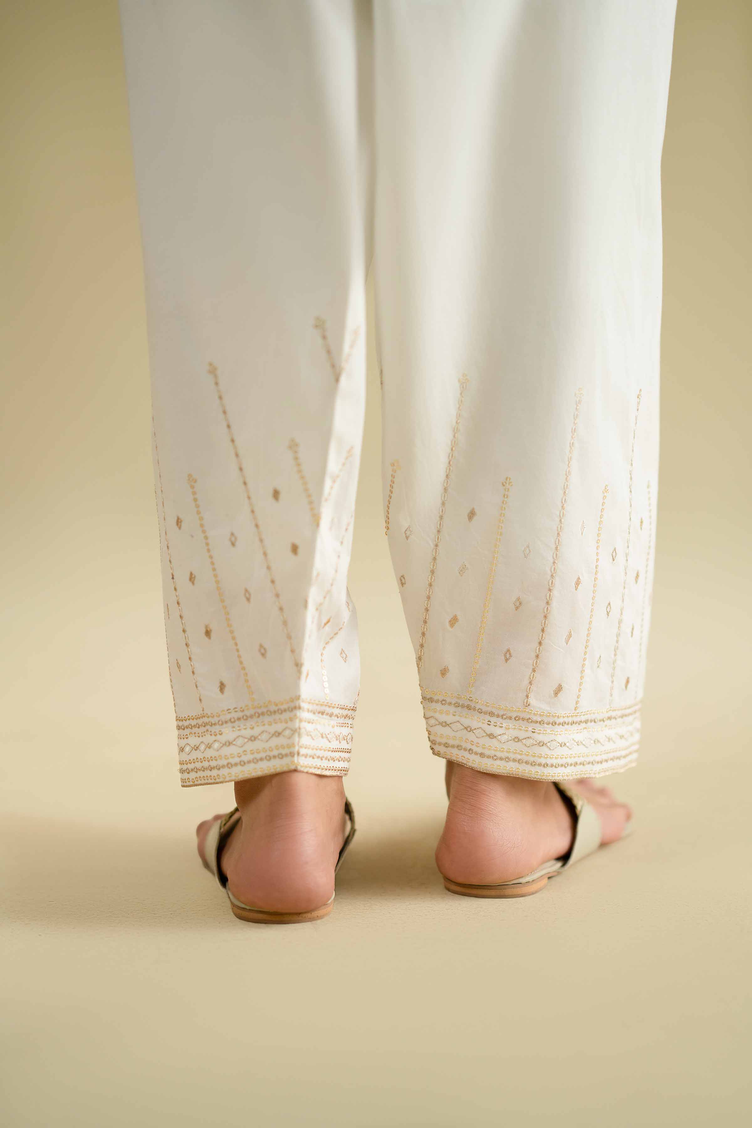 NishatUK - White Embroidered Cambric 1-piece ready to wear shalwar