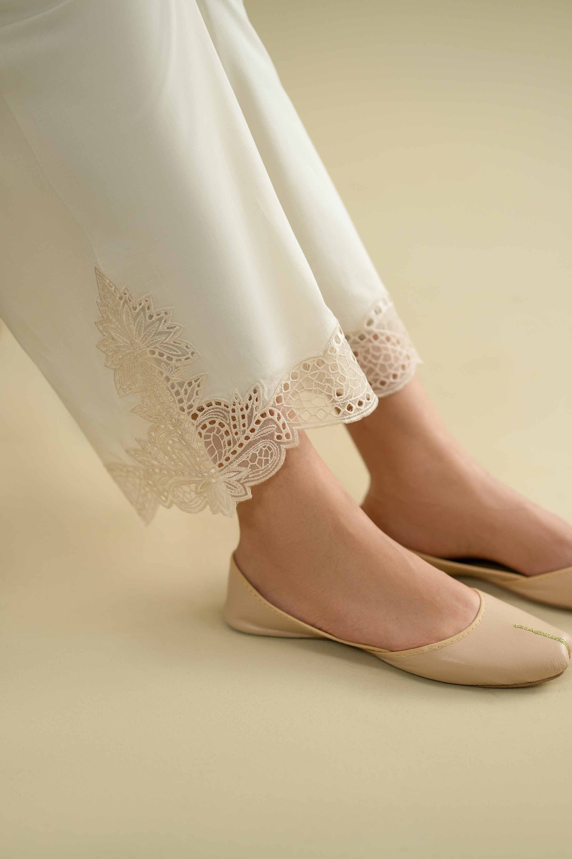 NishatUK - Off White Embroidered Cambric 1-piece ready to wear Pants