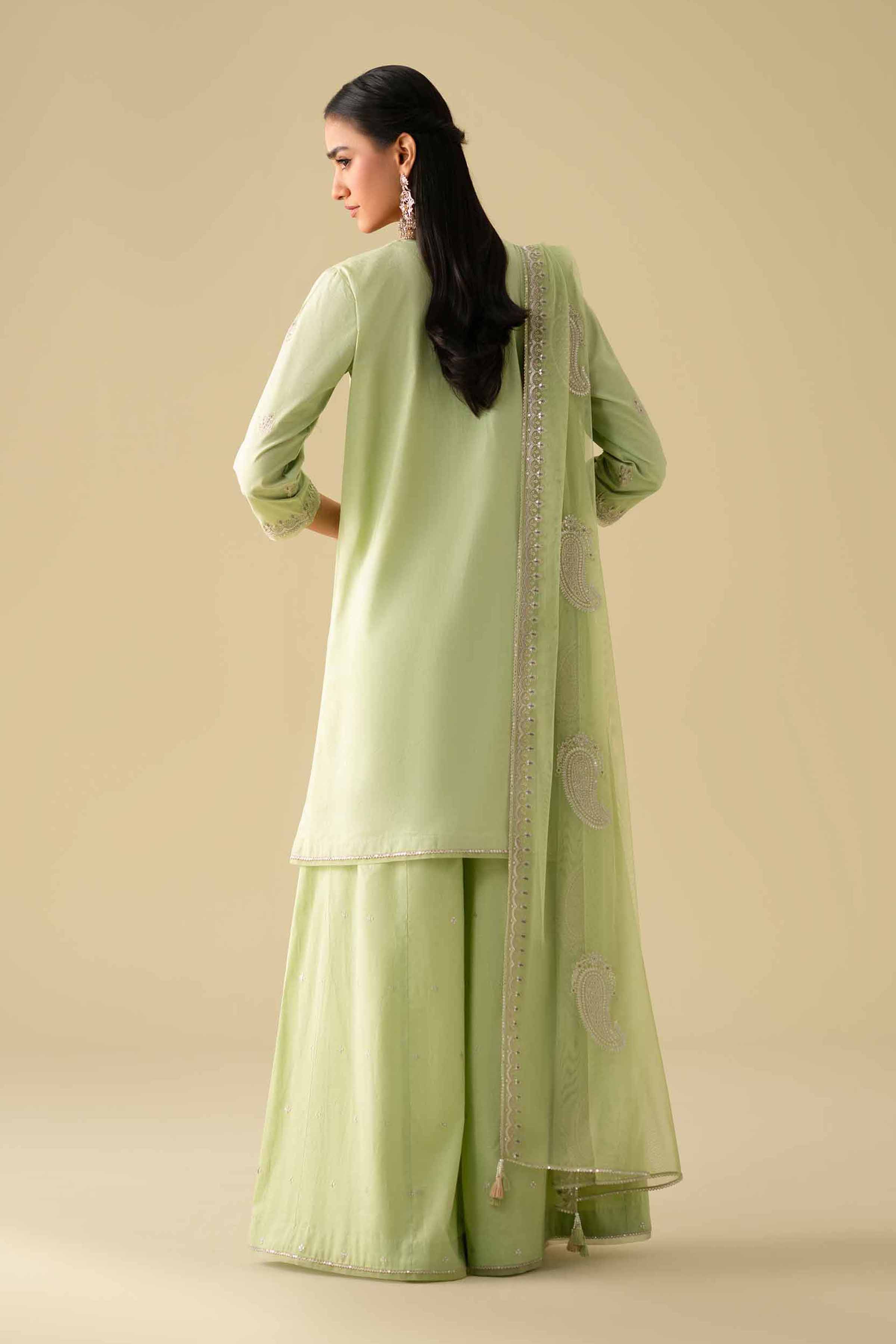 NishatUK - Green Embroidered Cambric 3-piece ready to wear luxury Suit